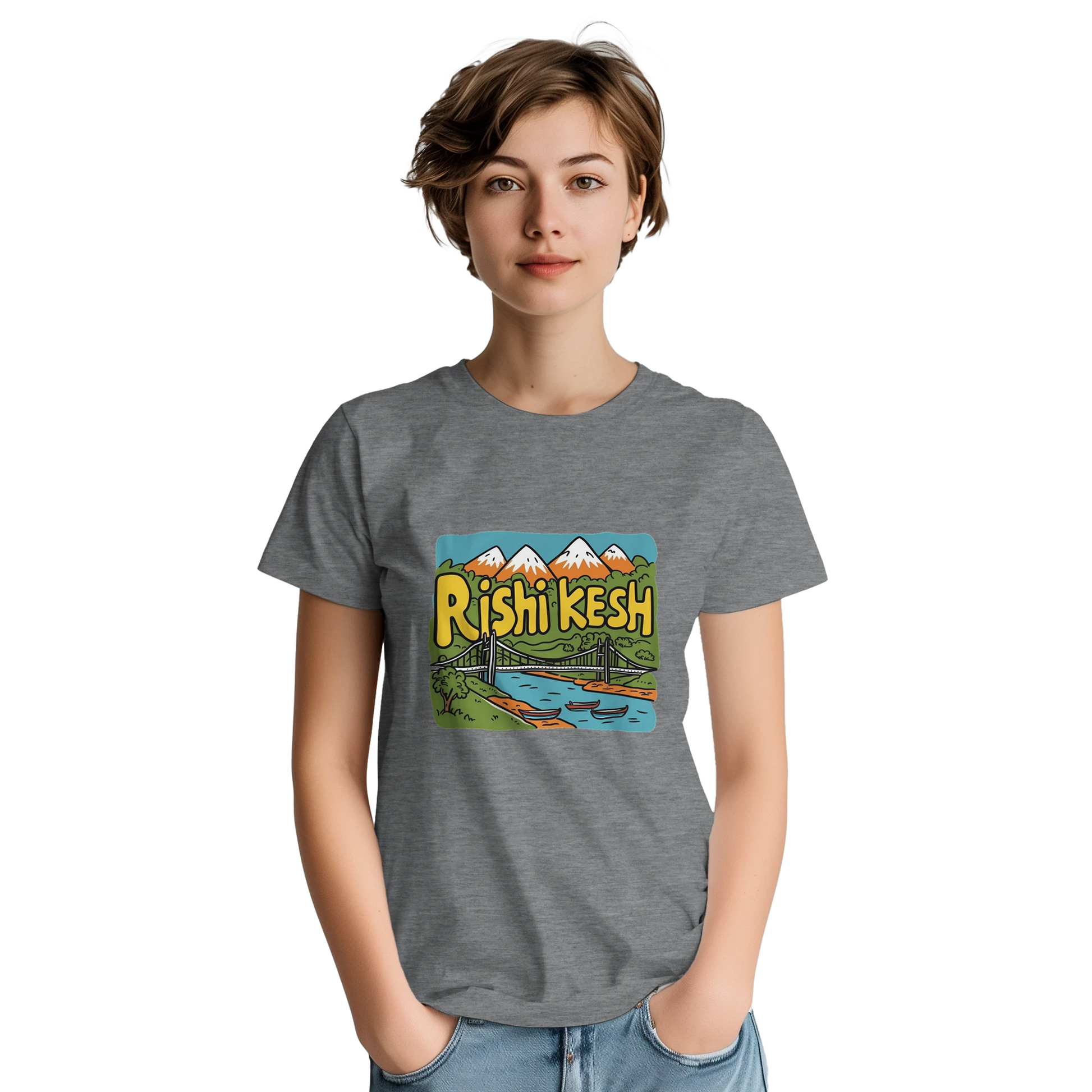 Rishikesh India Unisex Travel T-Shirt featuring a person