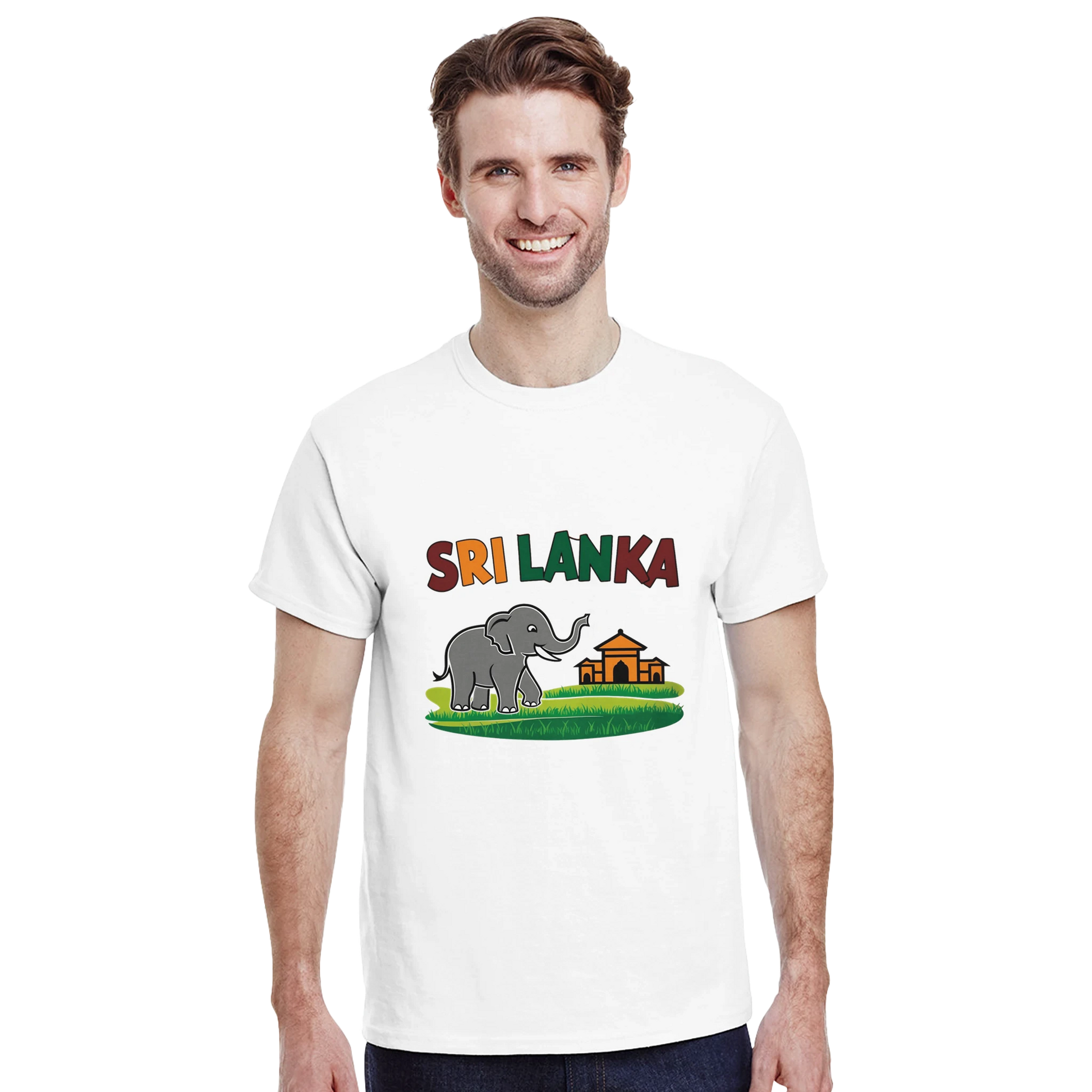 Sri Lanka Unisex Travel T-Shirt featuring a man