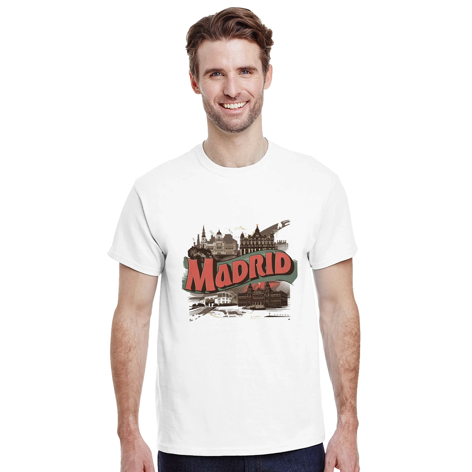 Madrid Spain Unisex Travel T-Shirt featuring a man