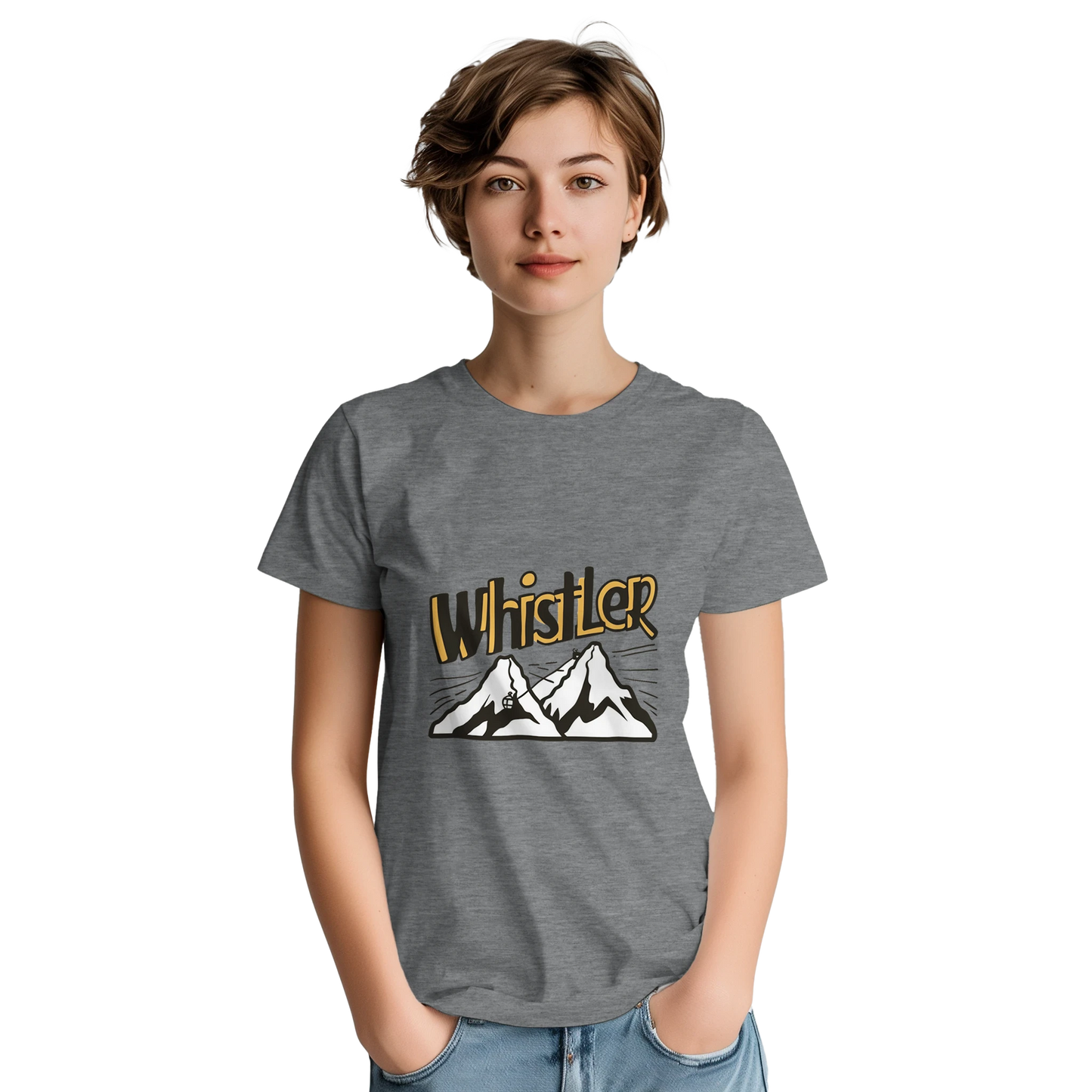 Whistler Canada Unisex Travel T-Shirt featuring a person