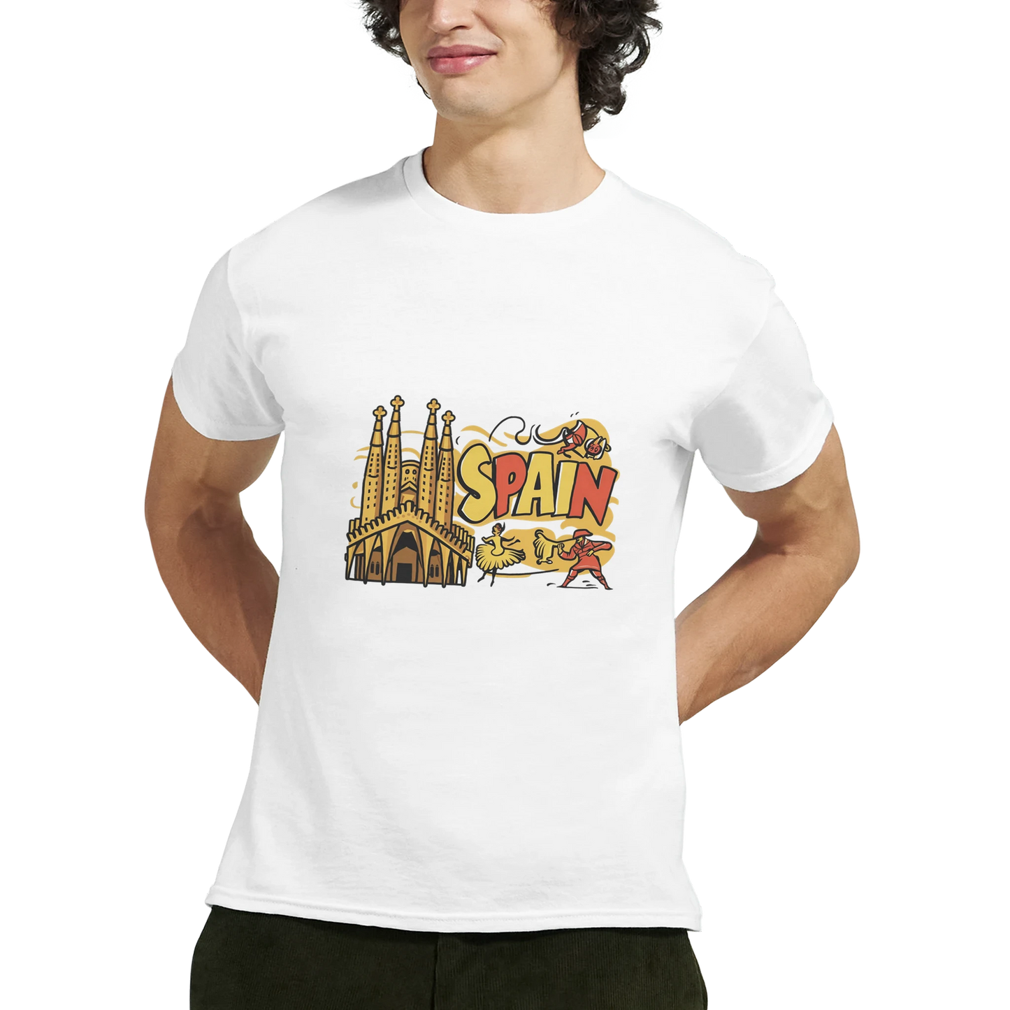 Spain Unisex Travel T-Shirt featuring a man