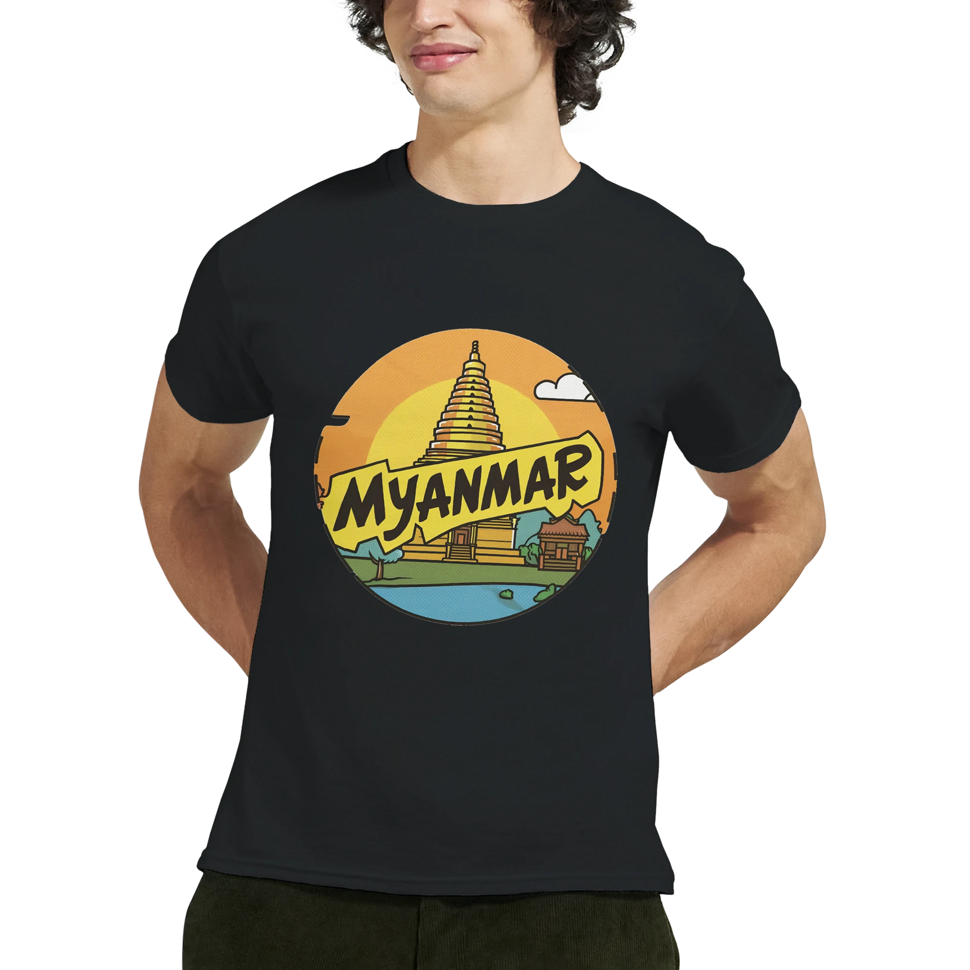 Myanmar Unisex Travel T-Shirt featuring a man