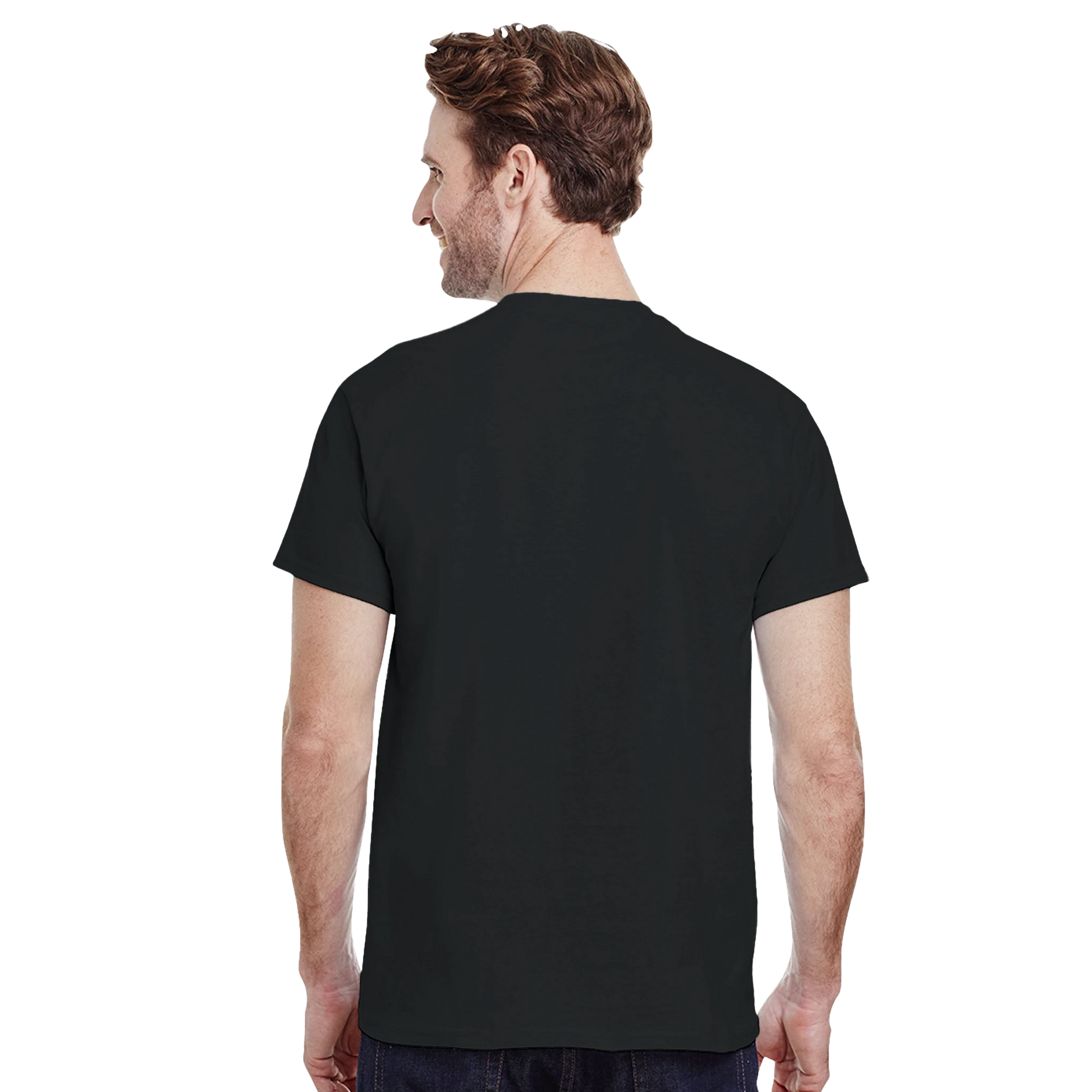 Petra Jordan Unisex Travel T-Shirt featuring a man from the back