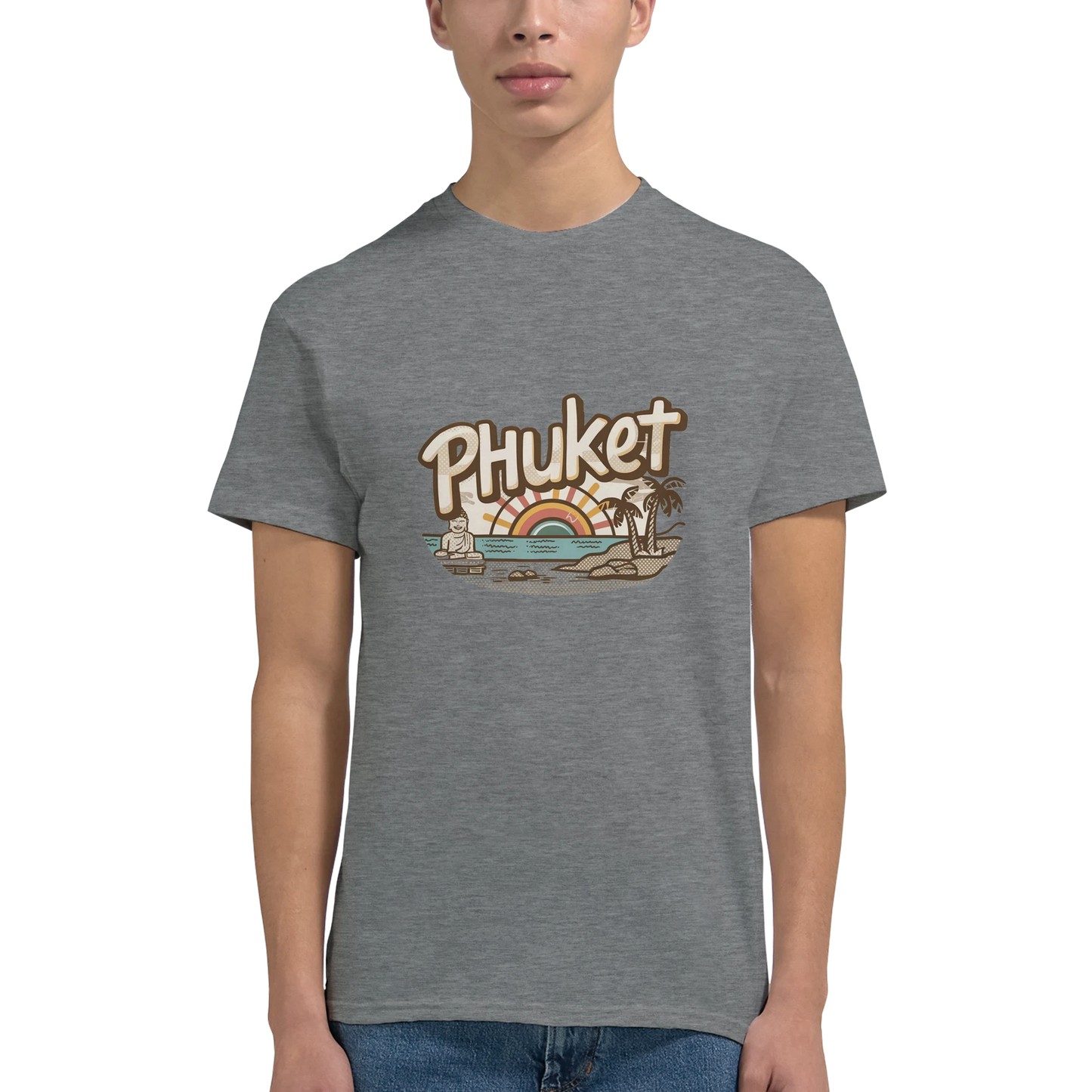 Phuket Thailand Unisex Travel T-Shirt featuring a man