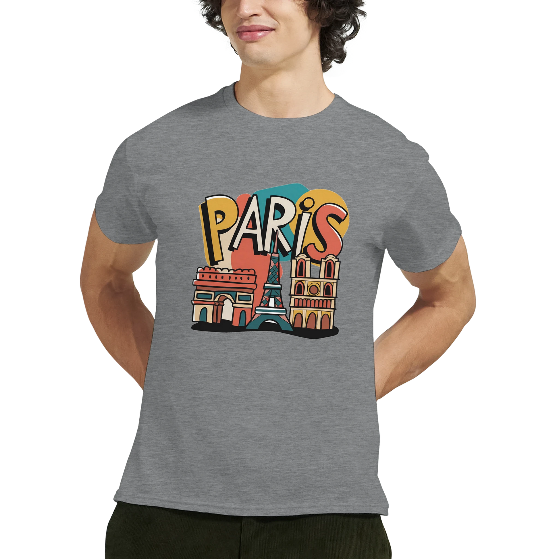 Paris France Unisex Travel T-Shirt featuring a man