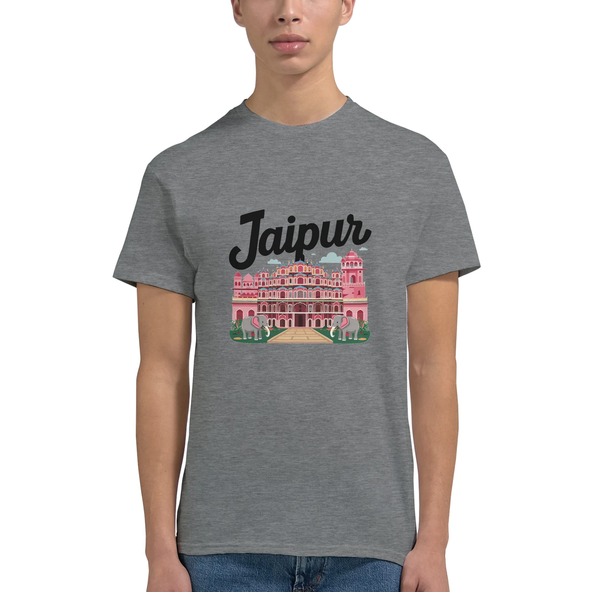 Jaipur India Unisex Travel T-Shirt featuring a man