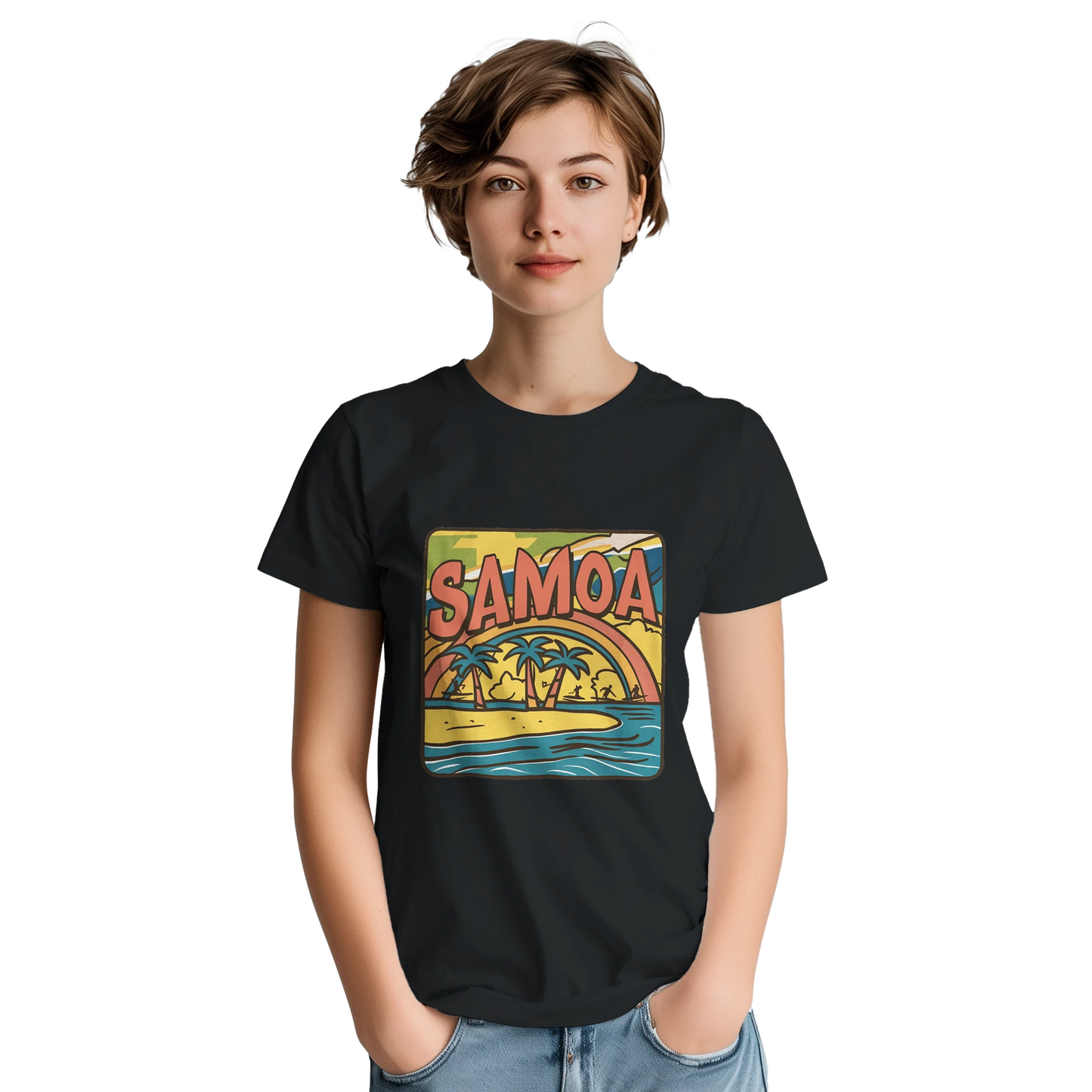 Samoa Unisex Travel T-Shirt featuring a person