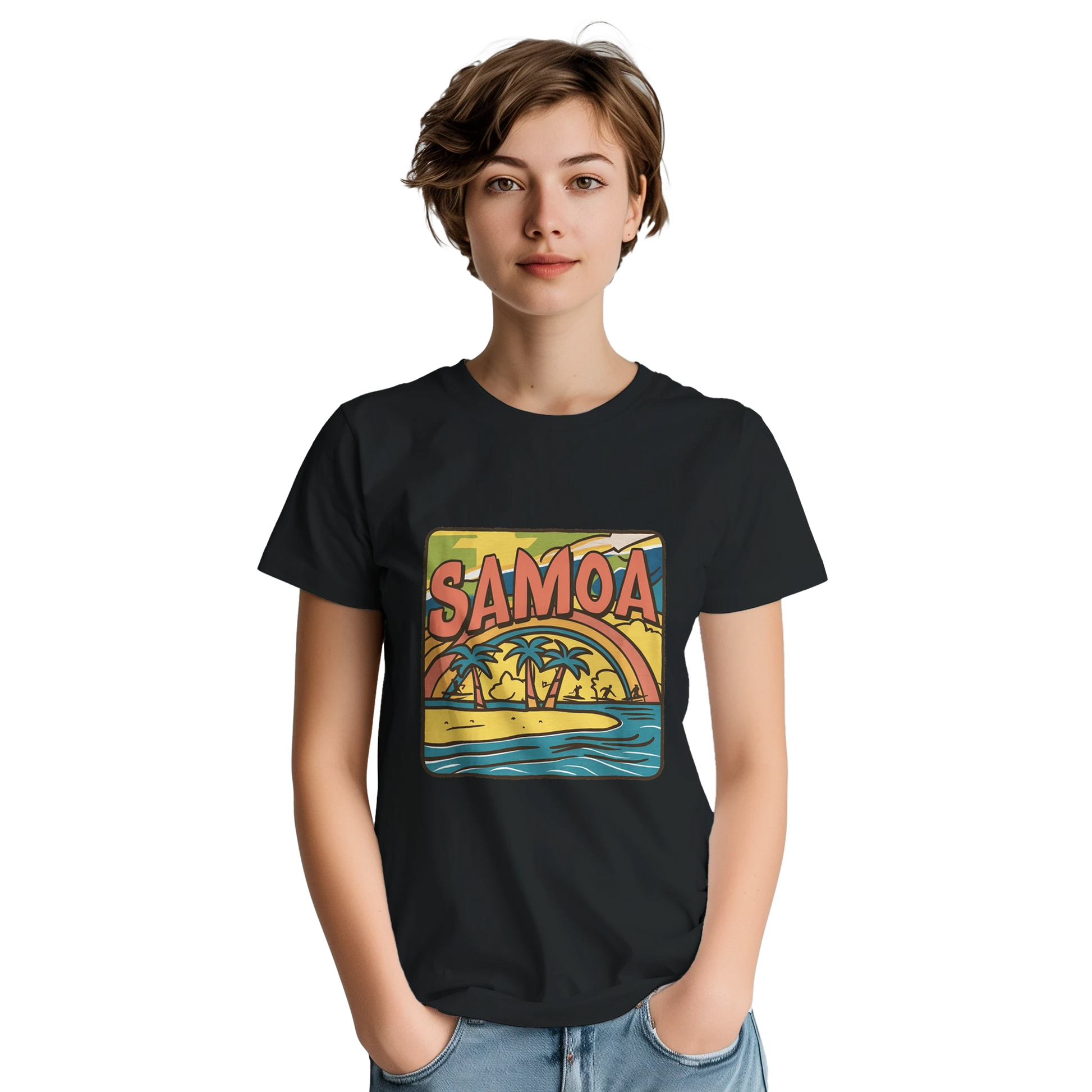 Samoa Unisex Travel T-Shirt featuring a person