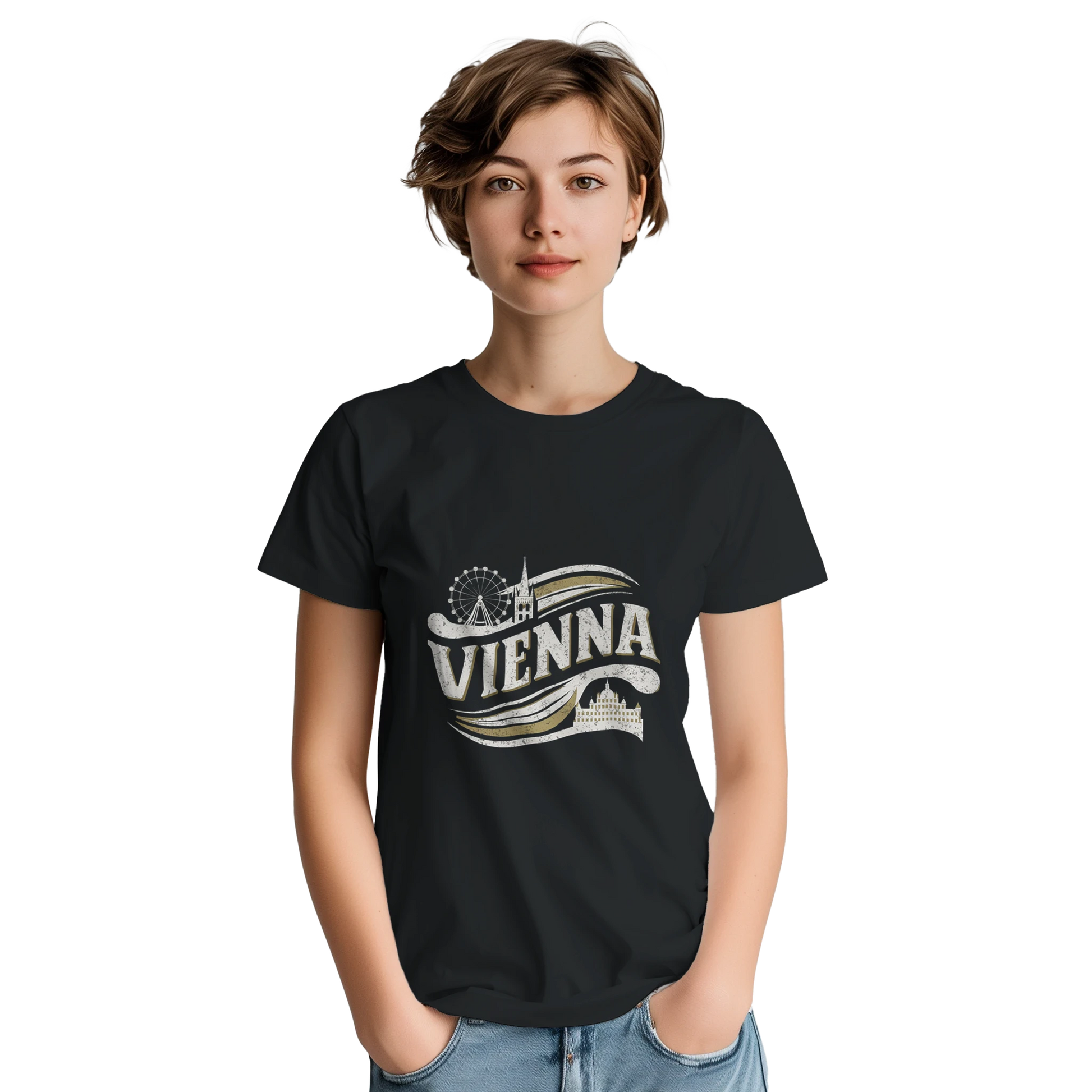 Vienna Austria Unisex Travel T-Shirt featuring a person