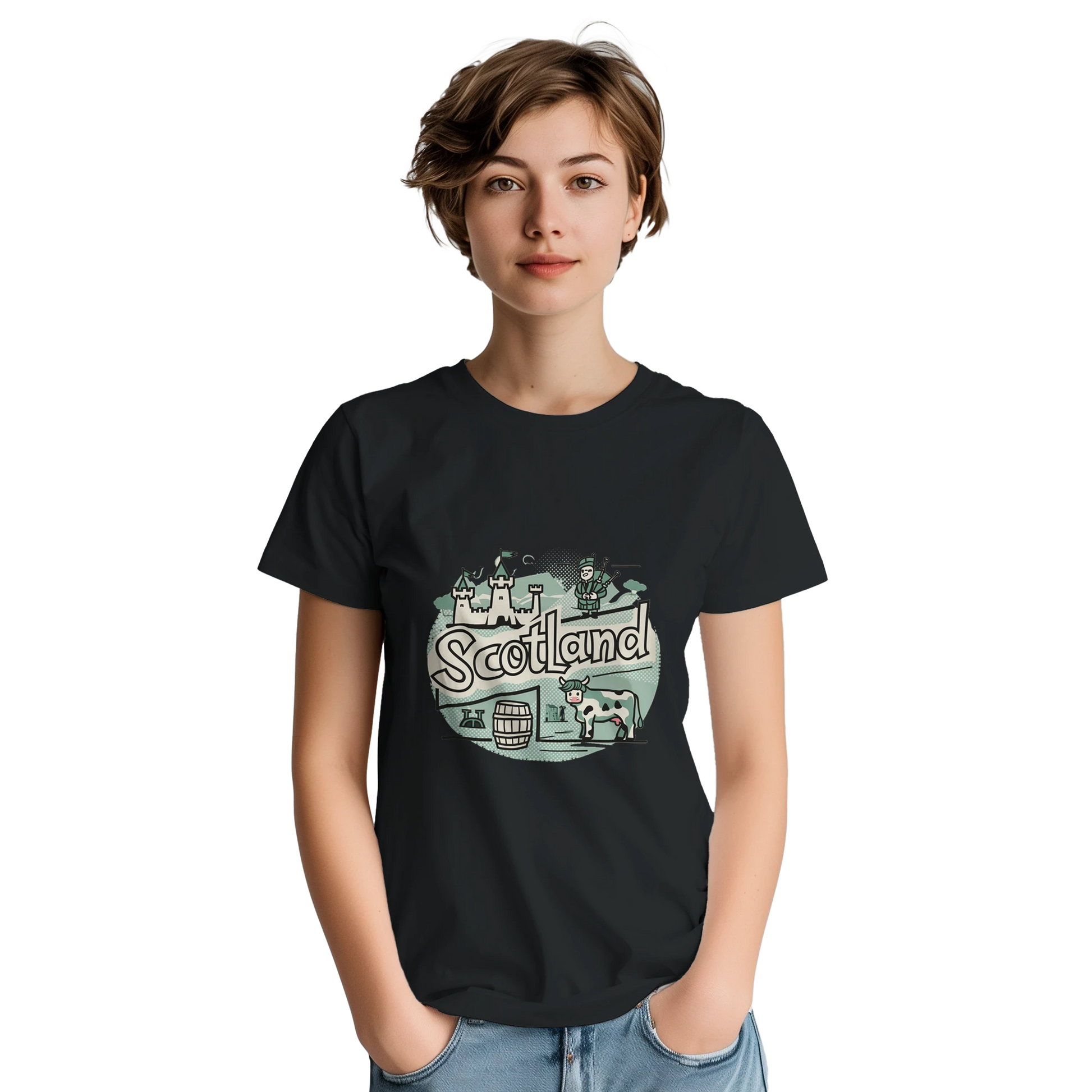 Scotland Unisex Travel T-Shirt featuring a person