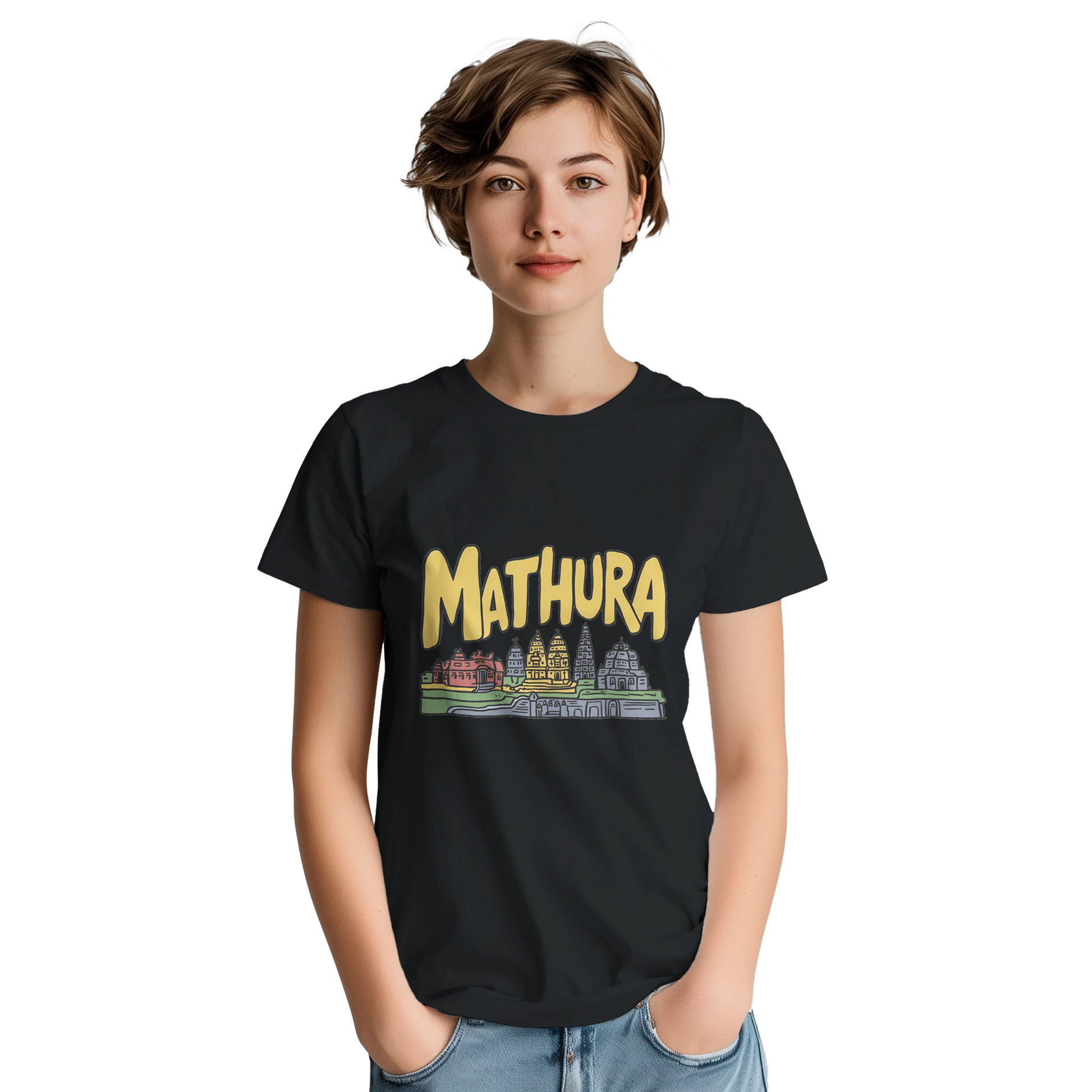 Mathura India Unisex Travel T-Shirt featuring a person
