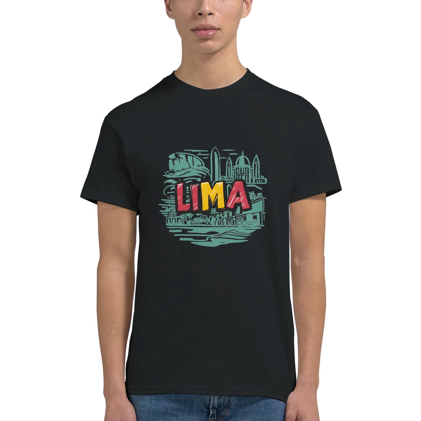 Lima Peru Unisex Travel T-Shirt featuring a man