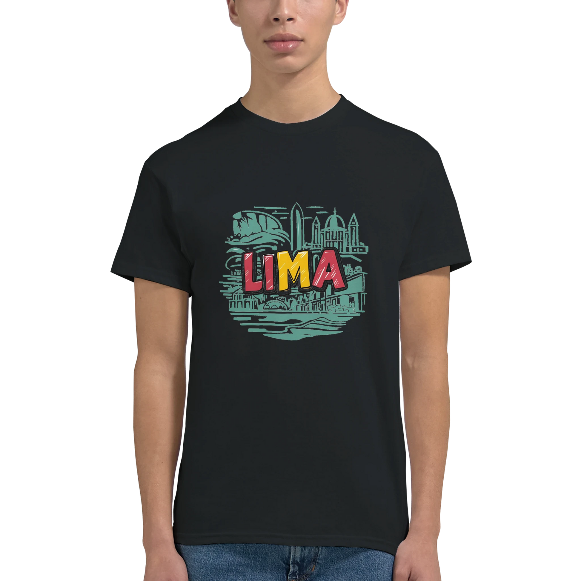 Lima Peru Unisex Travel T-Shirt featuring a man