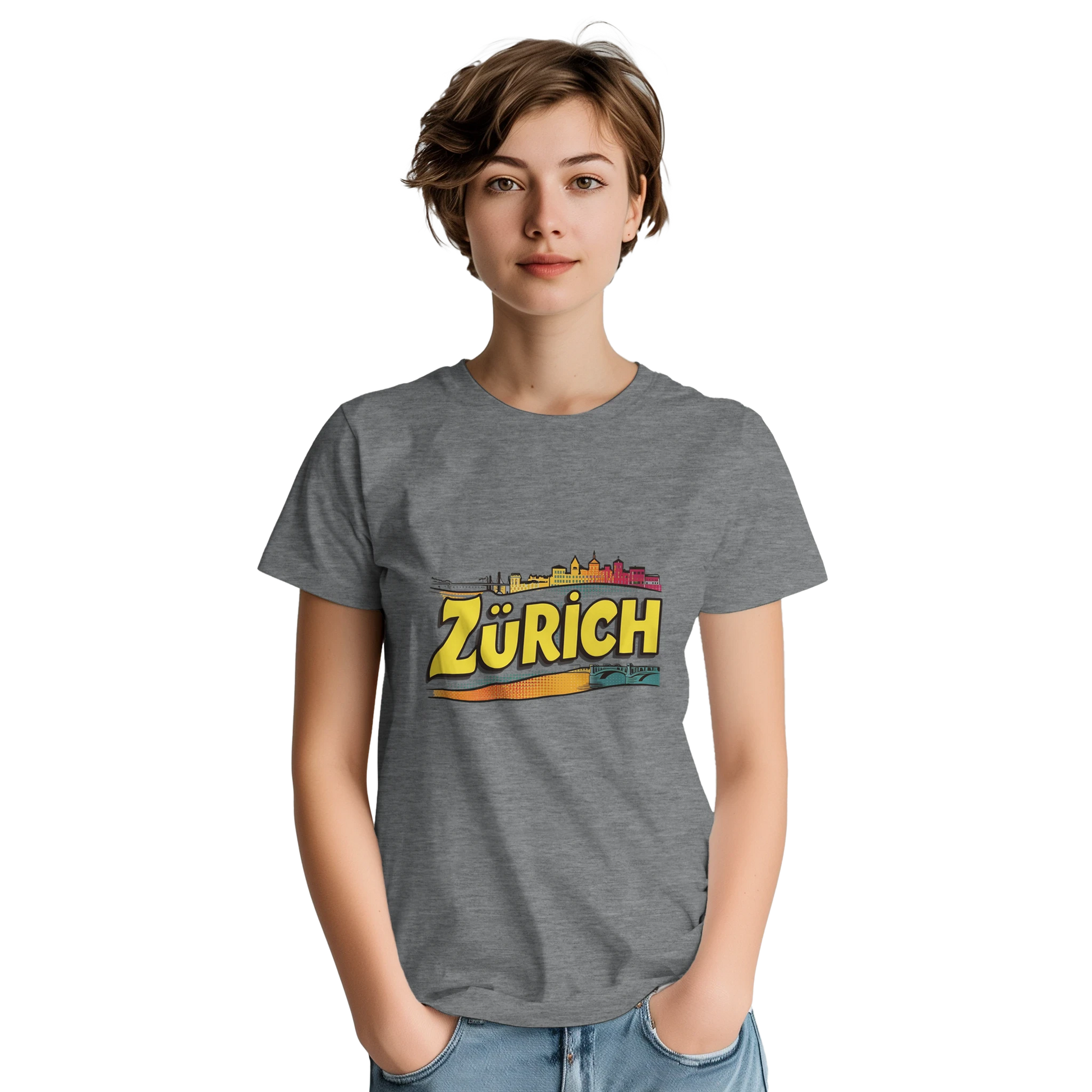 Zurich Switzerland Unisex Travel T-Shirt featuring a person