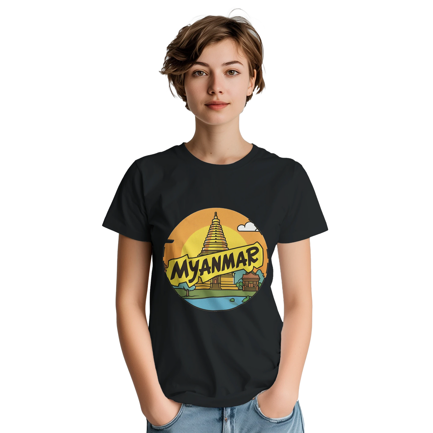Myanmar Unisex Travel T-Shirt featuring a person