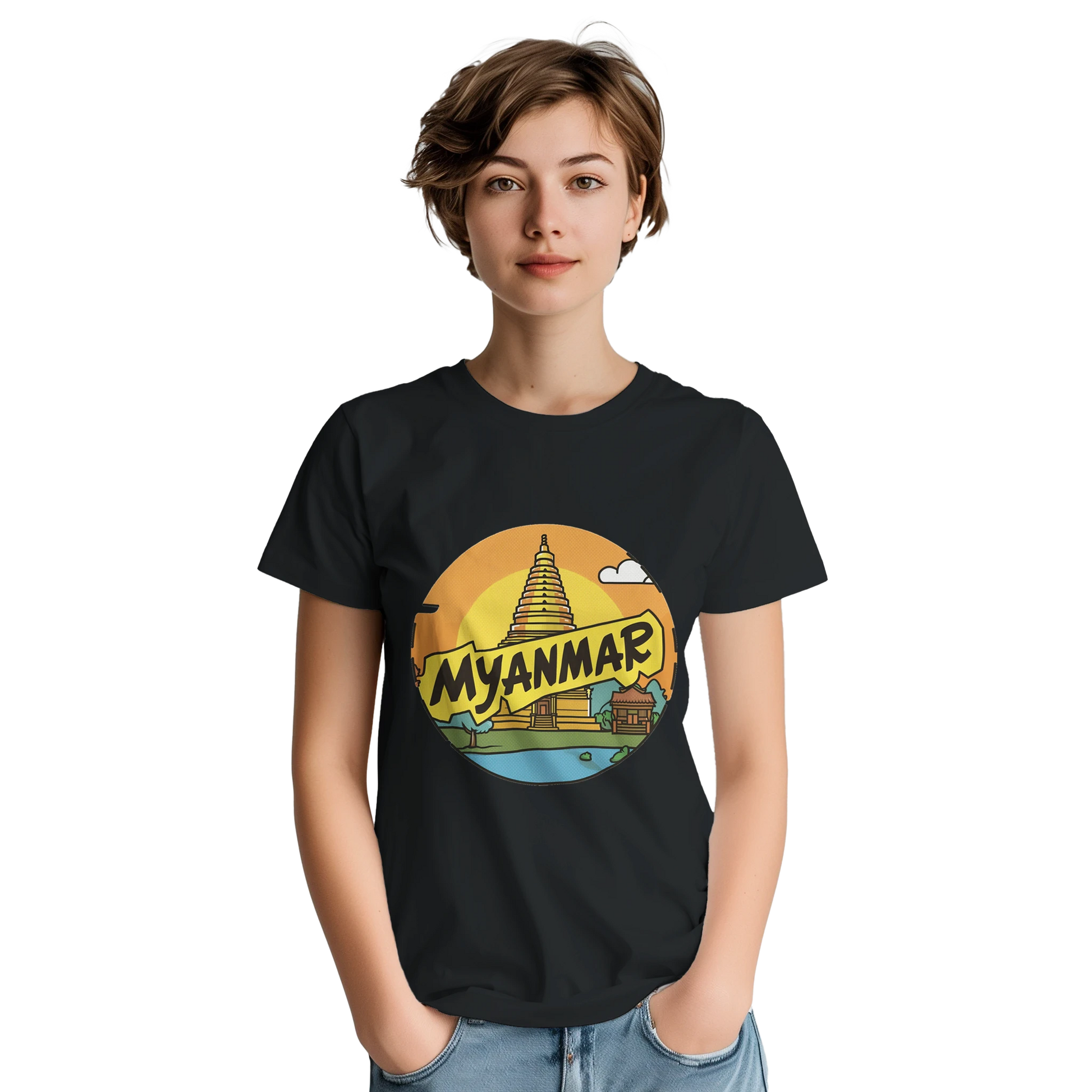 Myanmar Unisex Travel T-Shirt featuring a person
