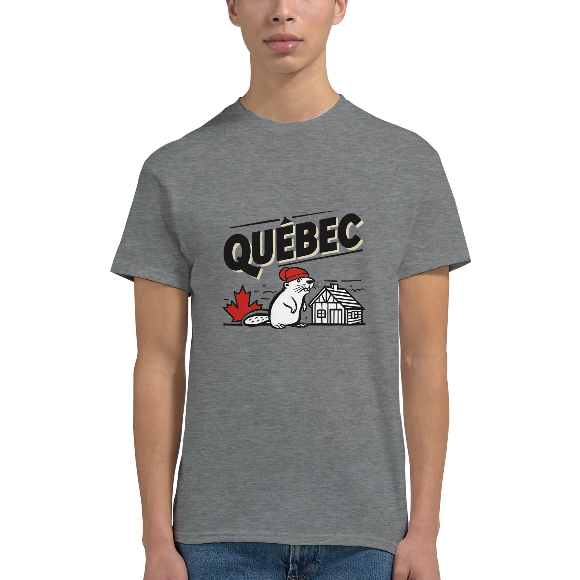 Quebec Canada Unisex Travel T-Shirt featuring a man
