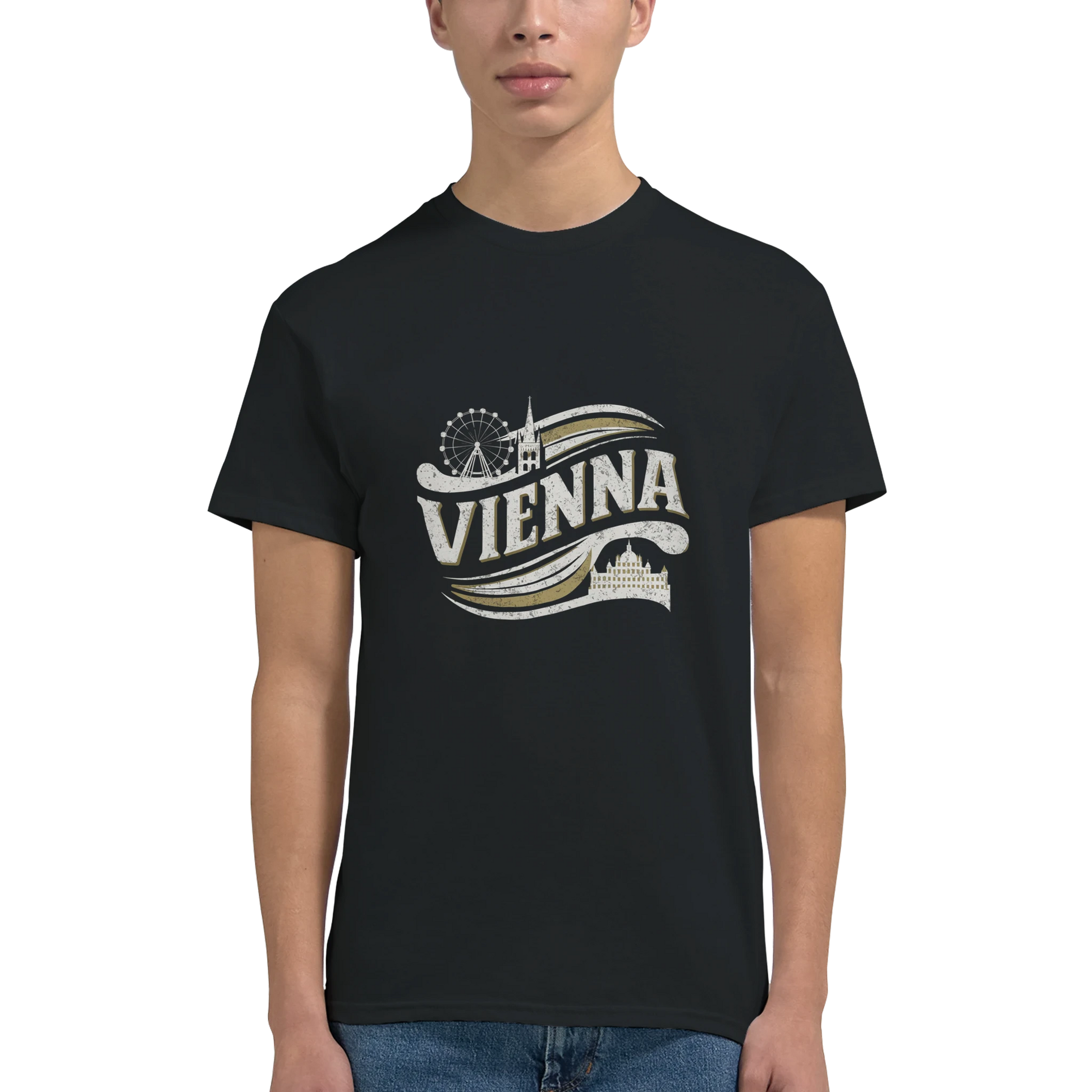 Vienna Austria Unisex Travel T-Shirt featuring a man