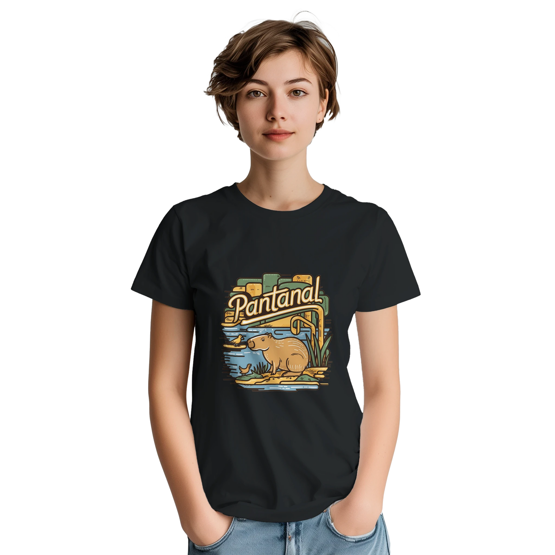 Pantanal Brazil Unisex Travel T-Shirt featuring a person