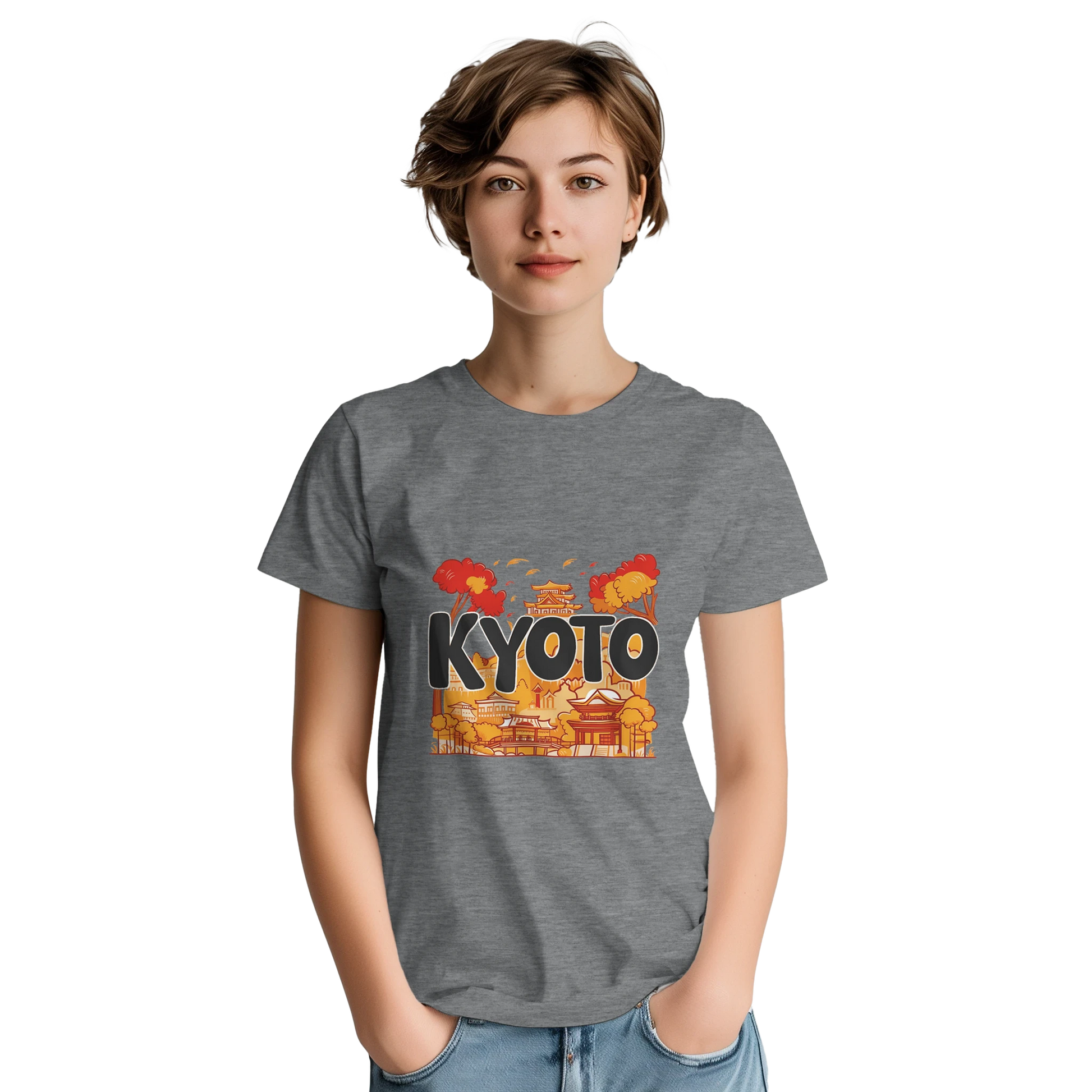 Kyoto Japan Unisex Travel T-Shirt featuring a person