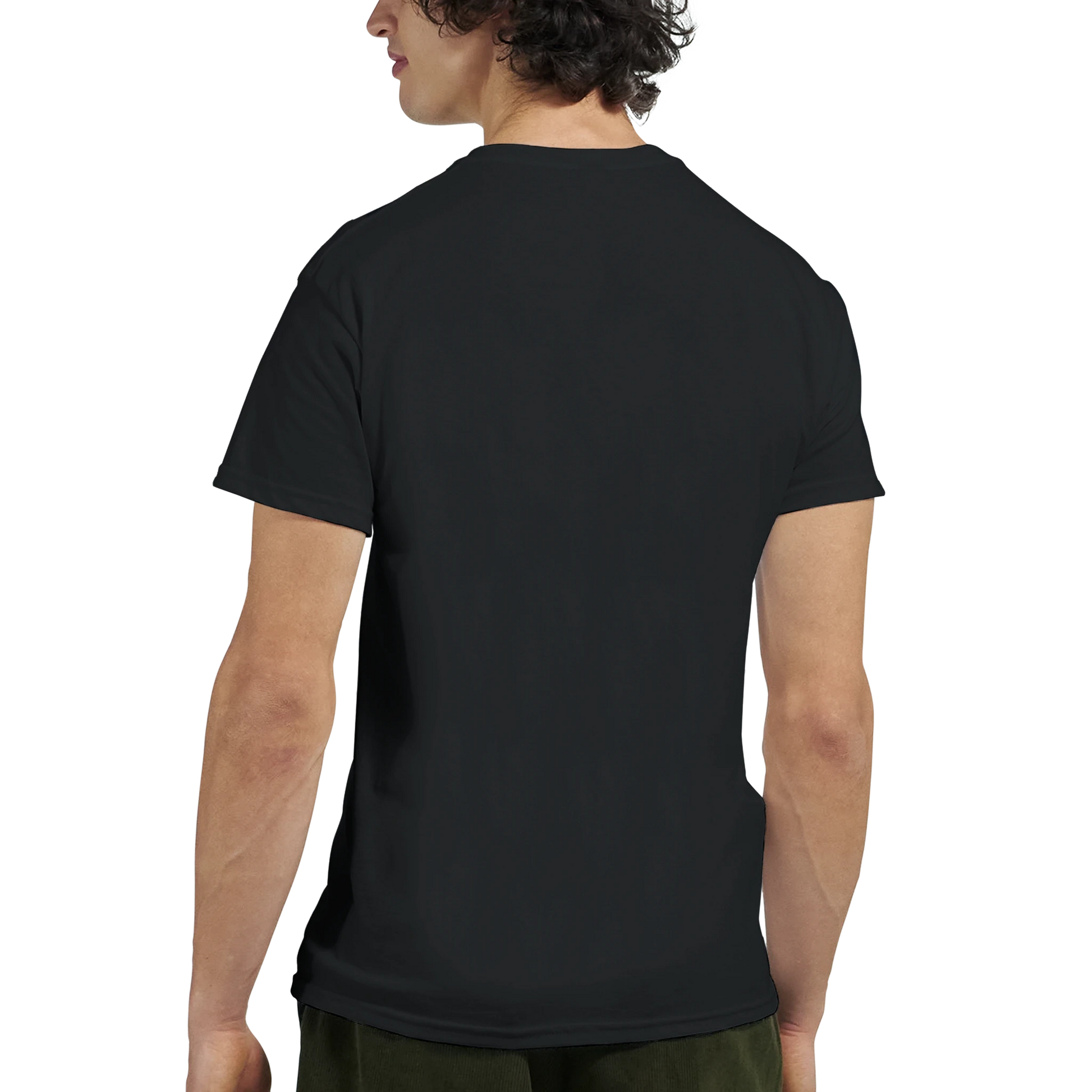 Ibiza Unisex Travel T-Shirt featuring a man from the back