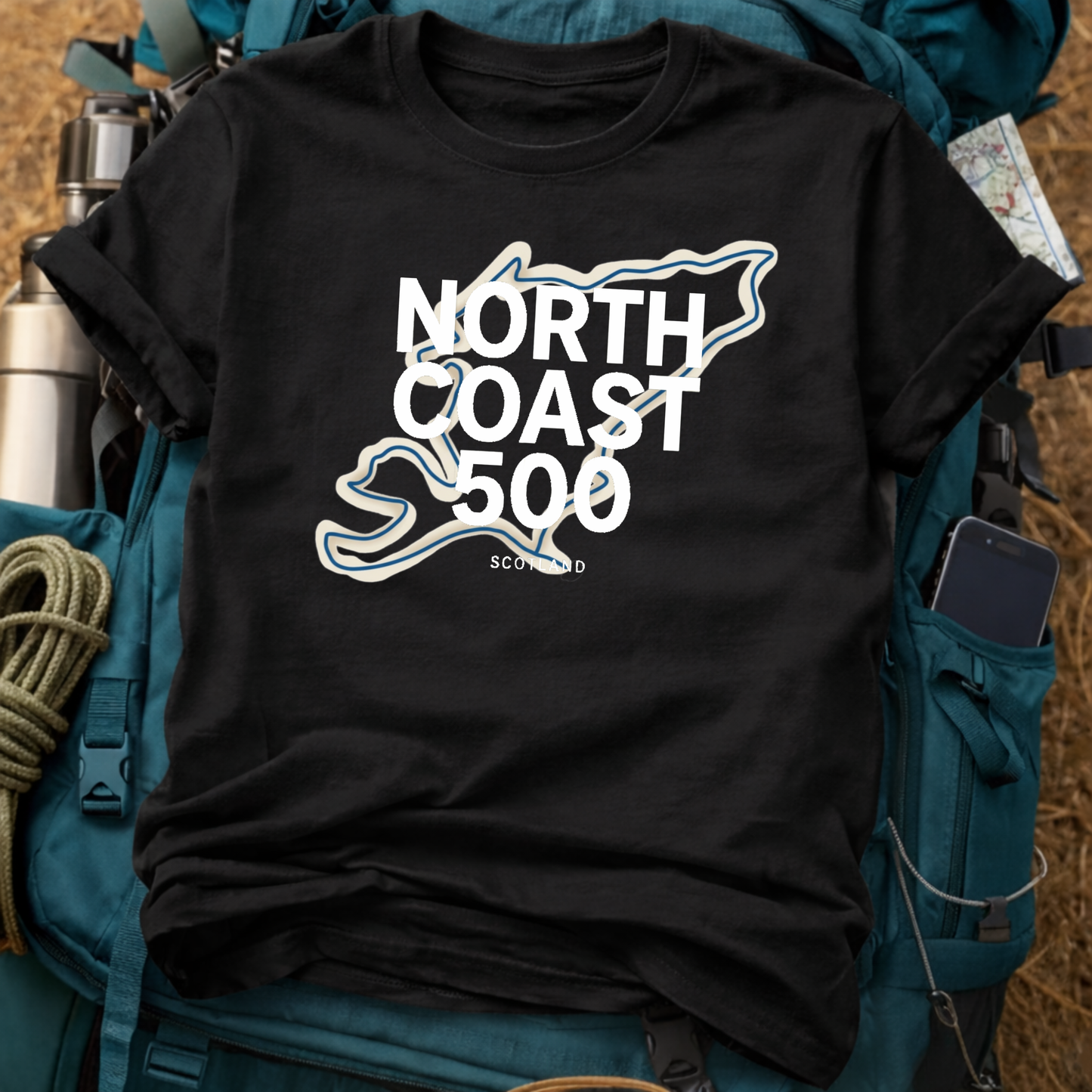 North Coast 500 Scotland Graphic Tee - Highland Road Trip Map Shirt