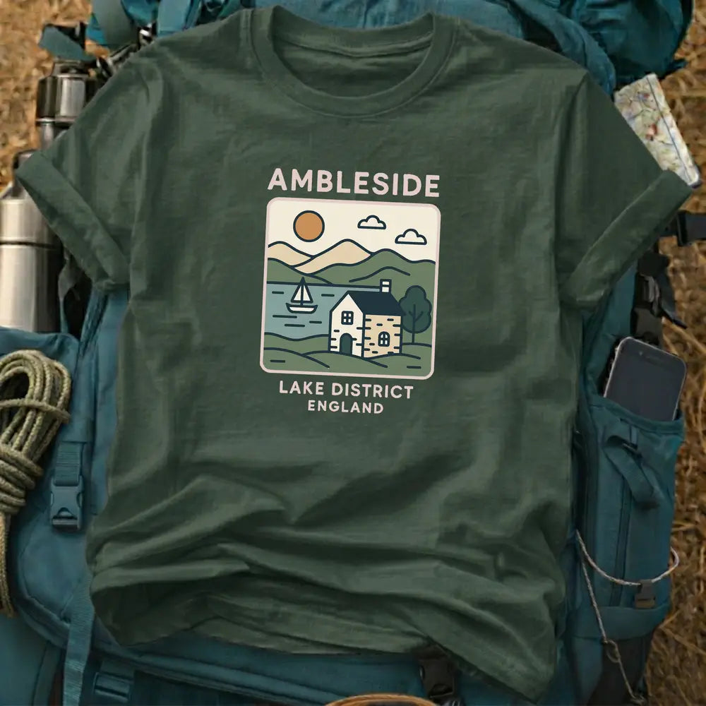 Ambleside Lake District Tee - Vintage Scenic England Travel Shirt
