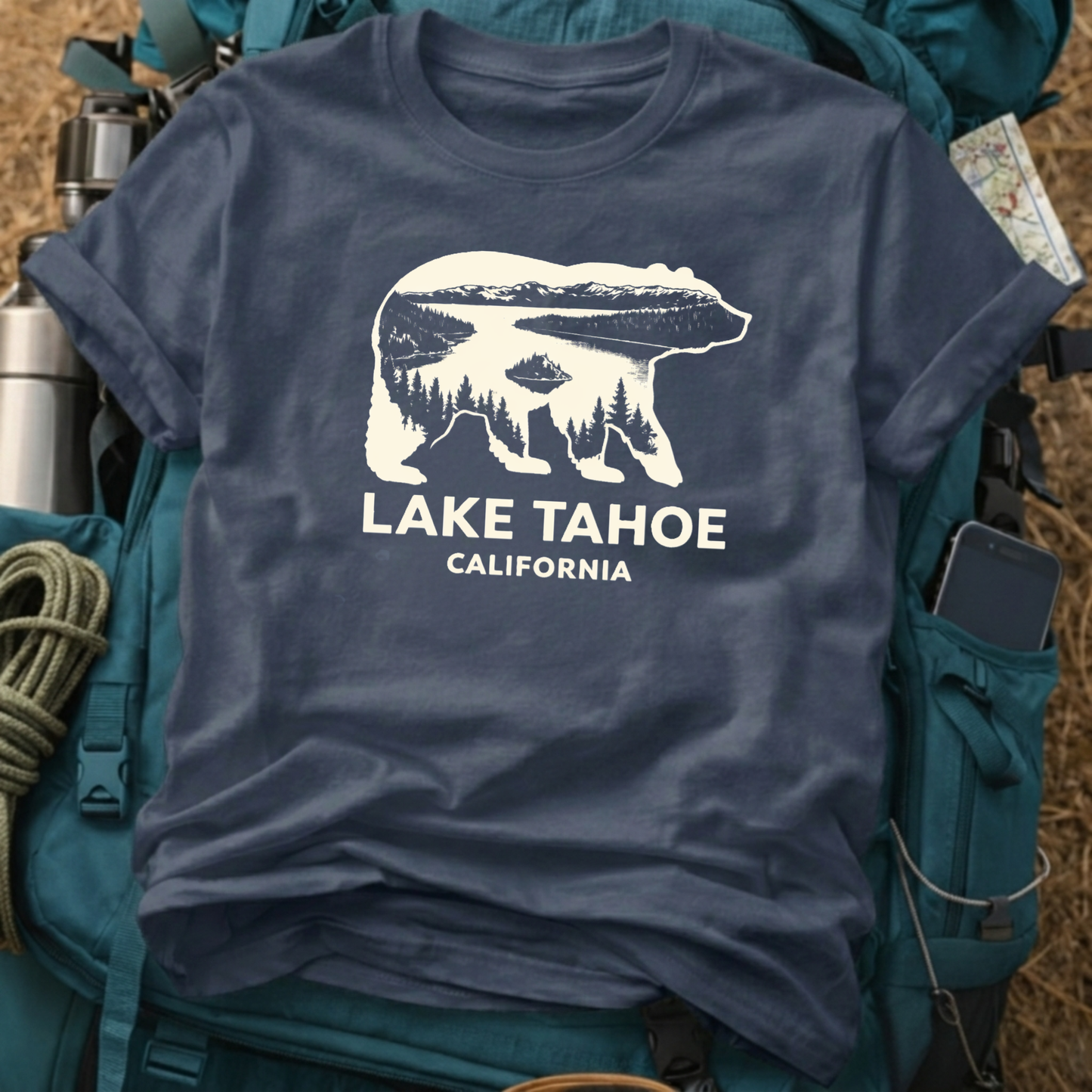 Lake Tahoe California T-Shirt – Emerald Bay Bear Graphic Tee