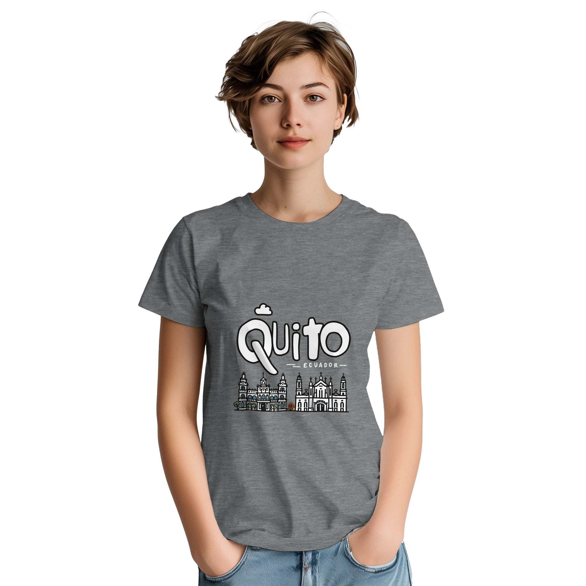 Quito Ecuador Unisex Travel T-Shirt featuring a person