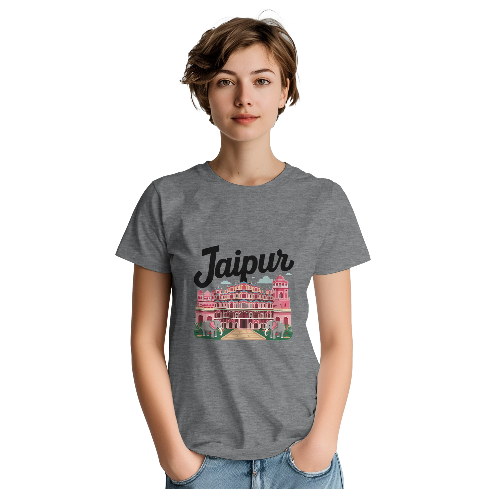 Jaipur India Unisex Travel T-Shirt featuring a person