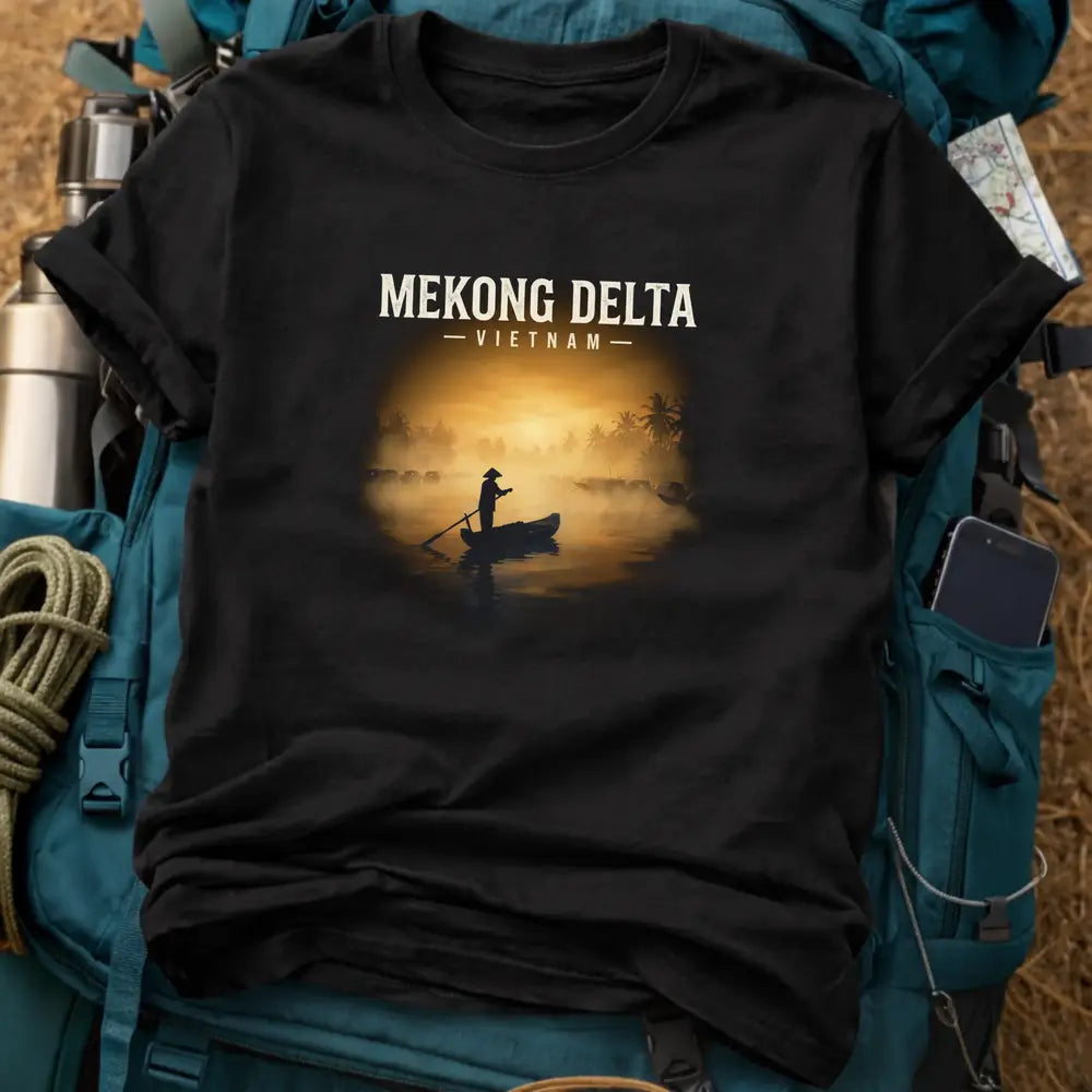 Mekong Delta Vietnam T-Shirt – Retro Golden Hour River Graphic Tee