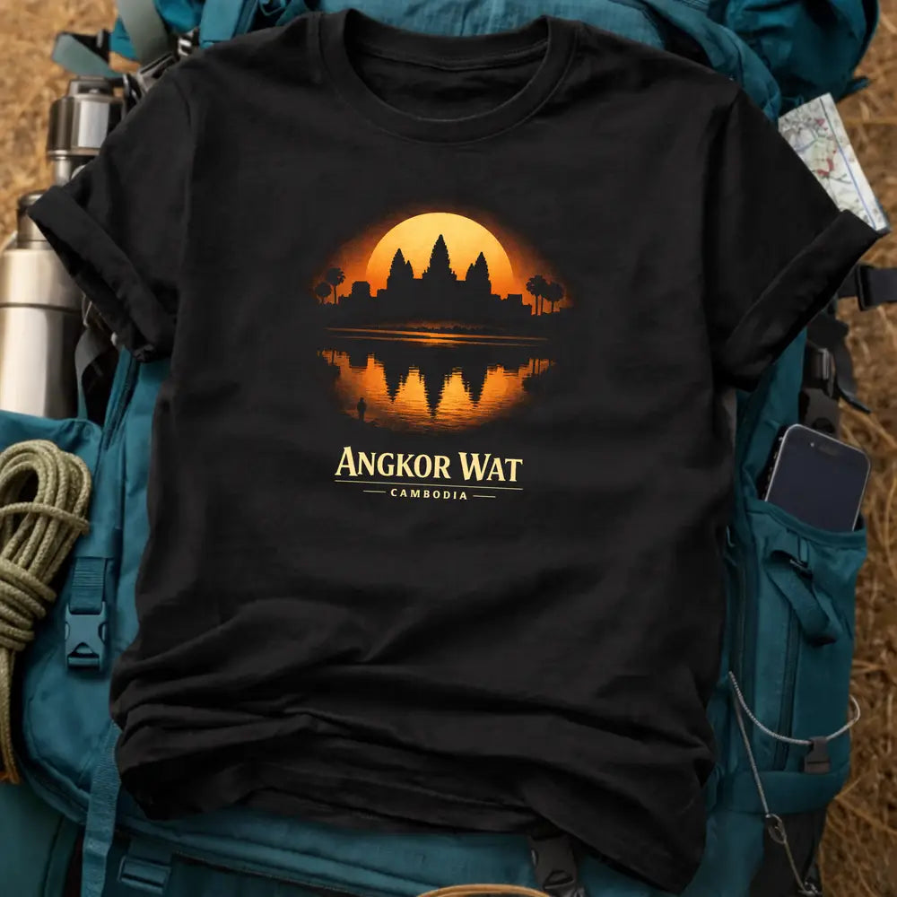 Angkor Wat Cambodia T-Shirt – Retro Temple Sunrise Graphic Tee