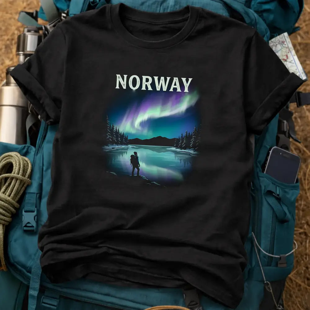 Norway T-Shirt – Northern Lights Wilderness Graphic Tee