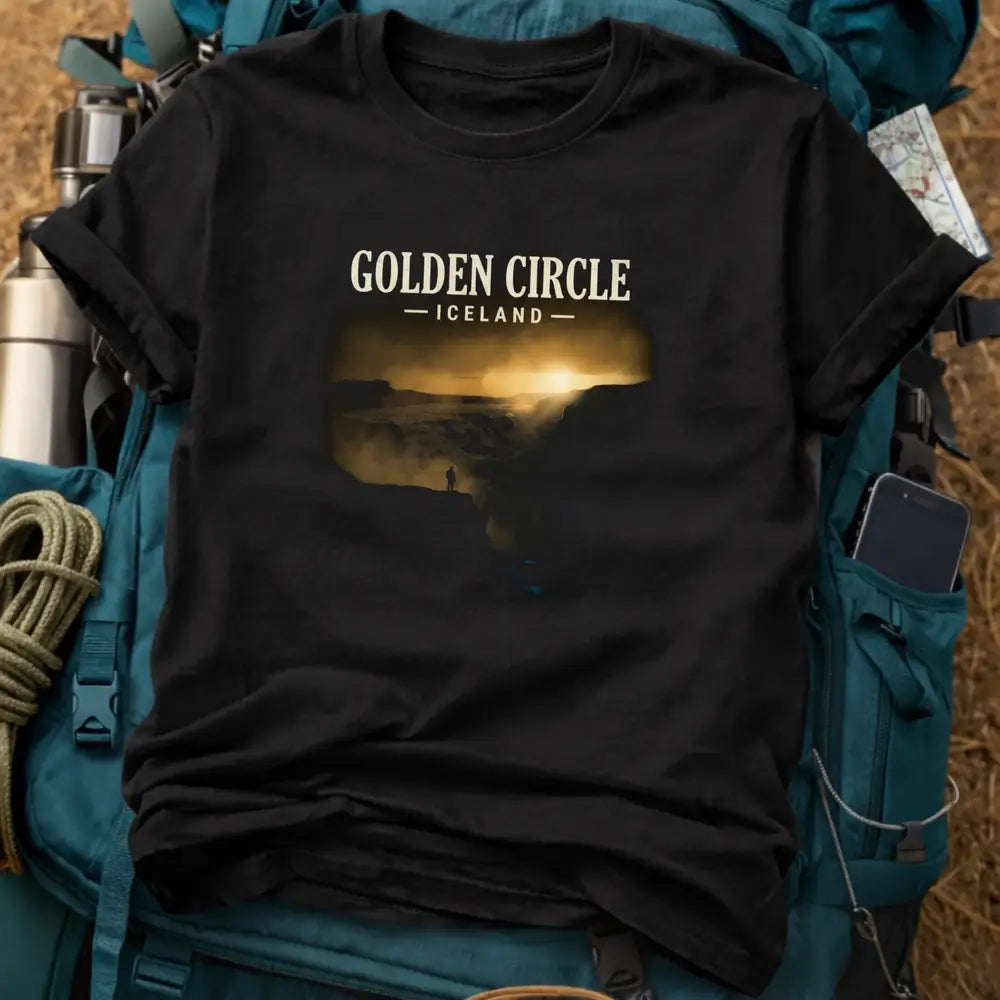 Golden Circle Iceland T-Shirt – Retro Sunset Gullfoss Graphic Tee