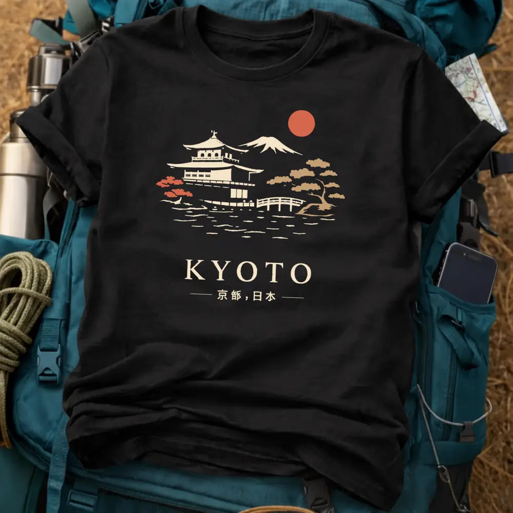 Kyoto Vintage Sunset Tee - Japanese Temple Graphic T-Shirt