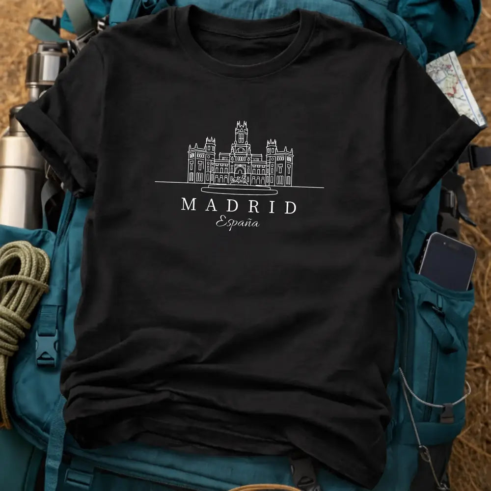 Madrid Spain T-Shirt – Minimalist Palacio de Cibeles Line Art Graphic Tee