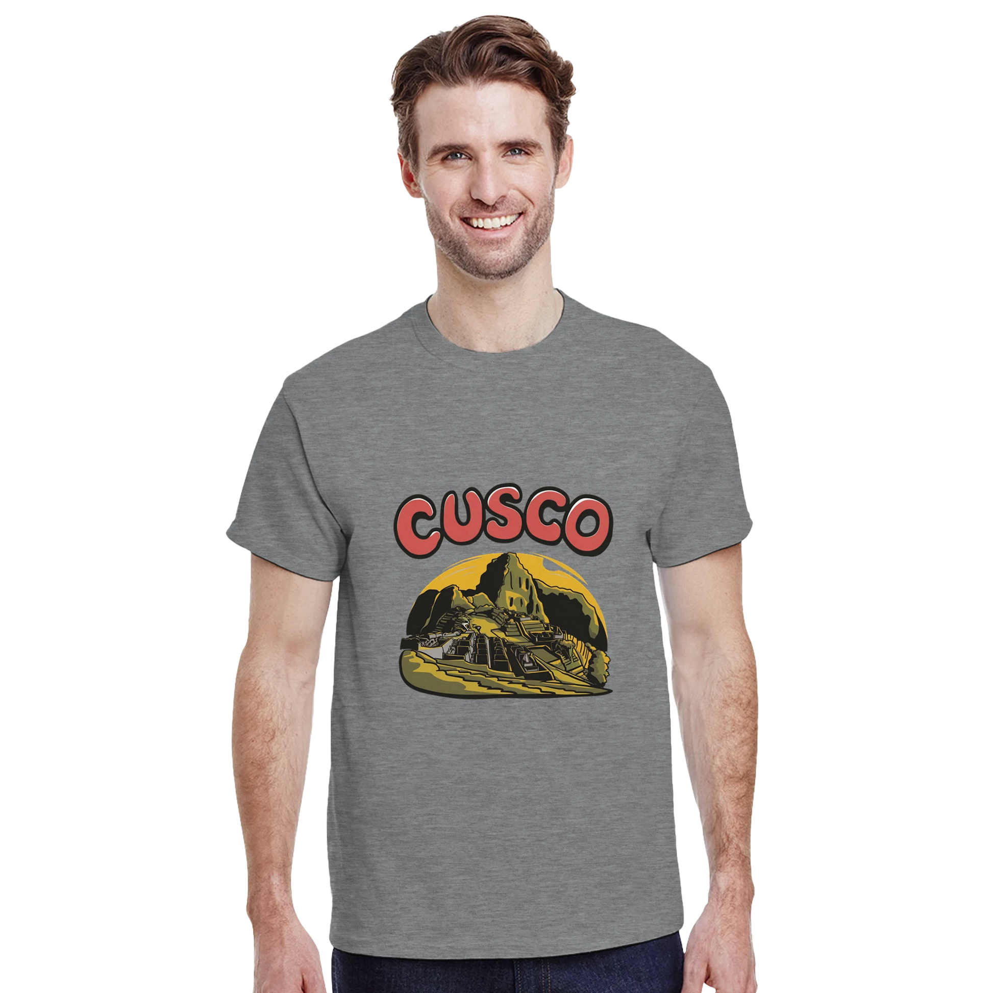 Cusco Peru Unisex Travel T-Shirt featuring a man