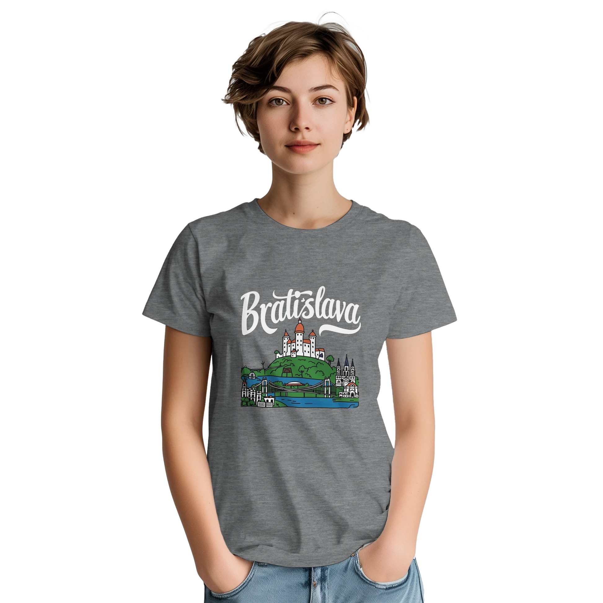 Bratislava Slovakia Unisex Travel T-Shirt featuring a person