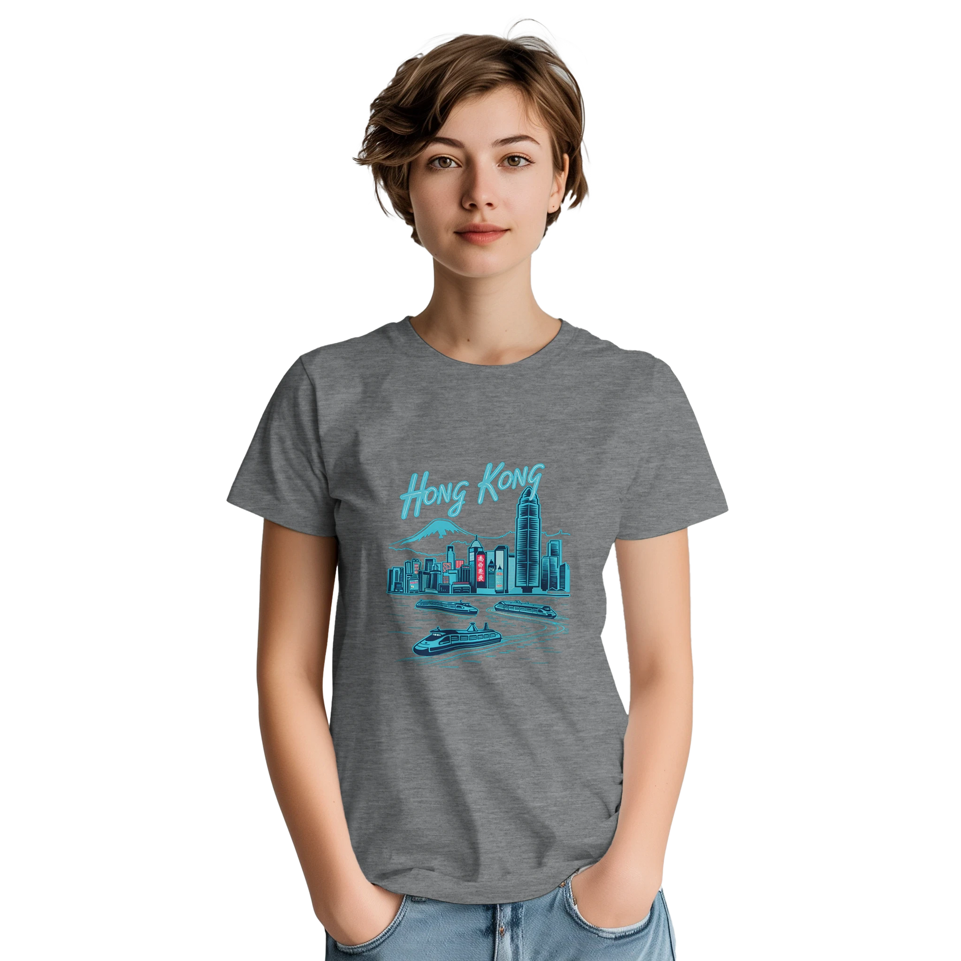 Hong Kong Unisex Travel T-Shirt featuring a person
