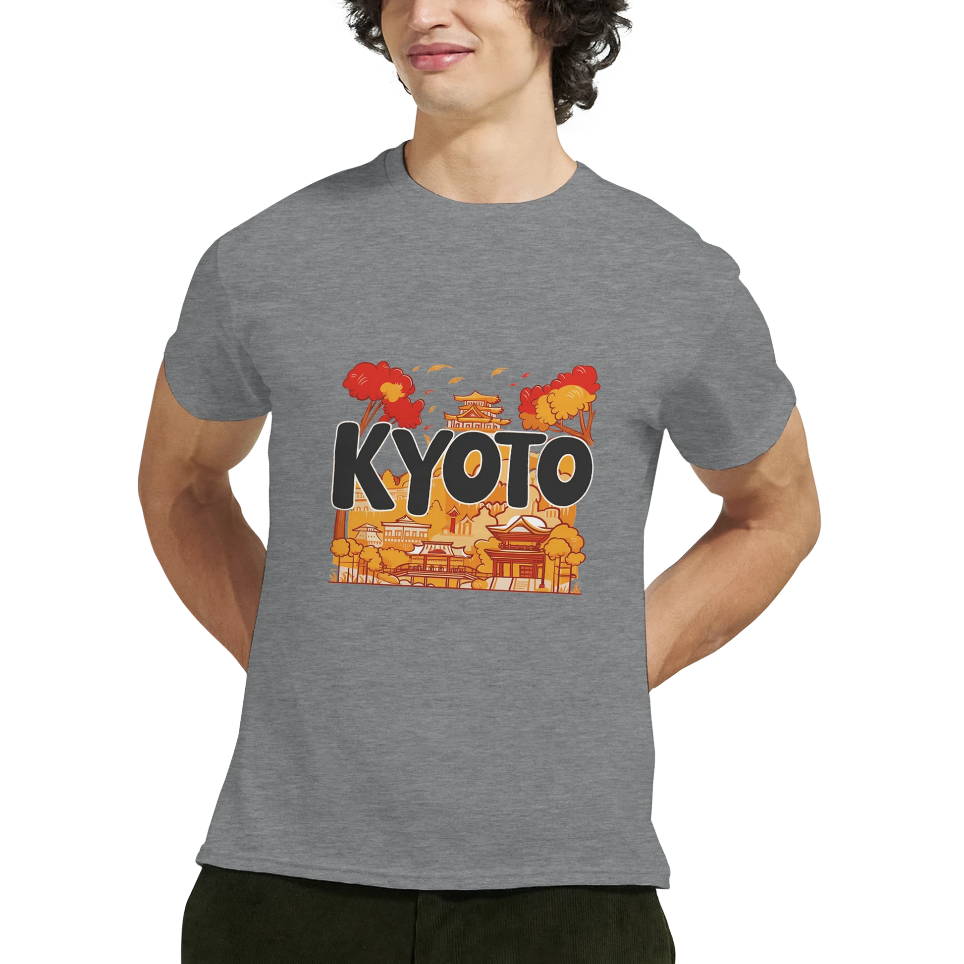 Kyoto Japan Unisex Travel T-Shirt featuring a man
