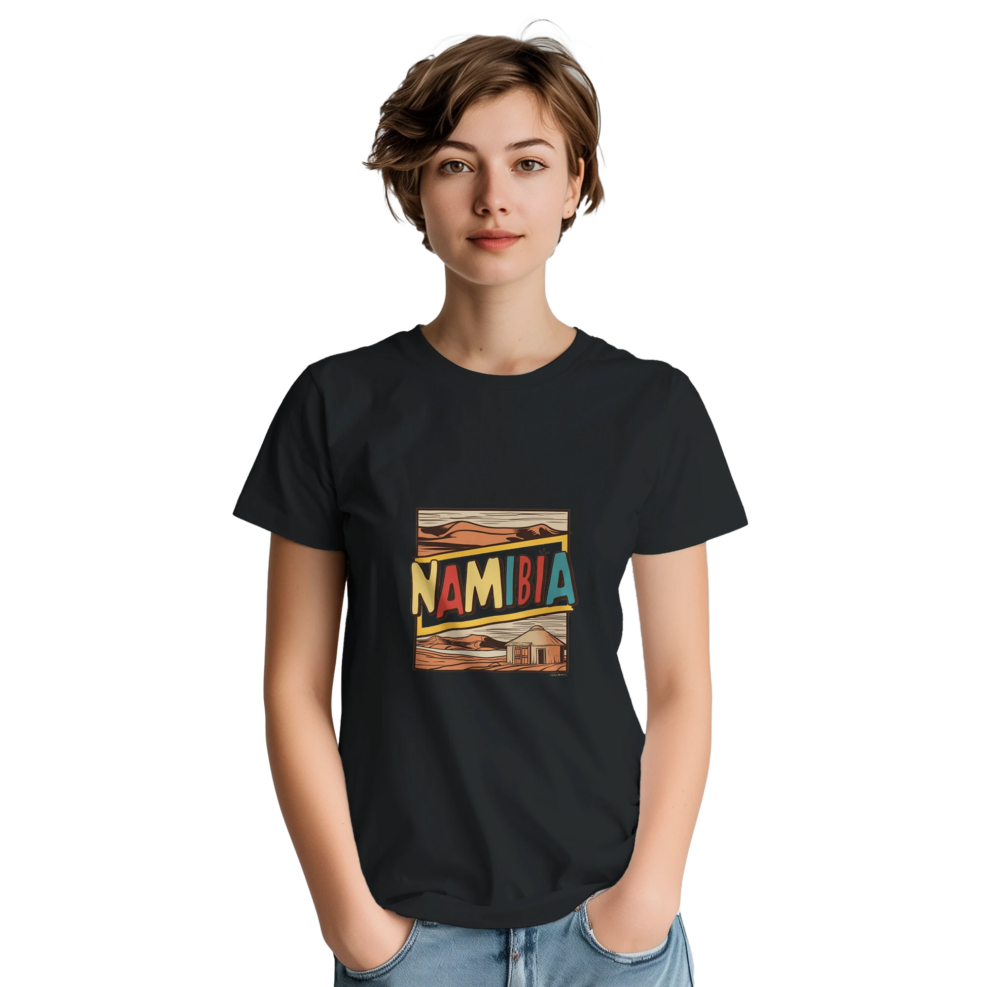 Namibia Unisex Travel T-Shirt featuring a person