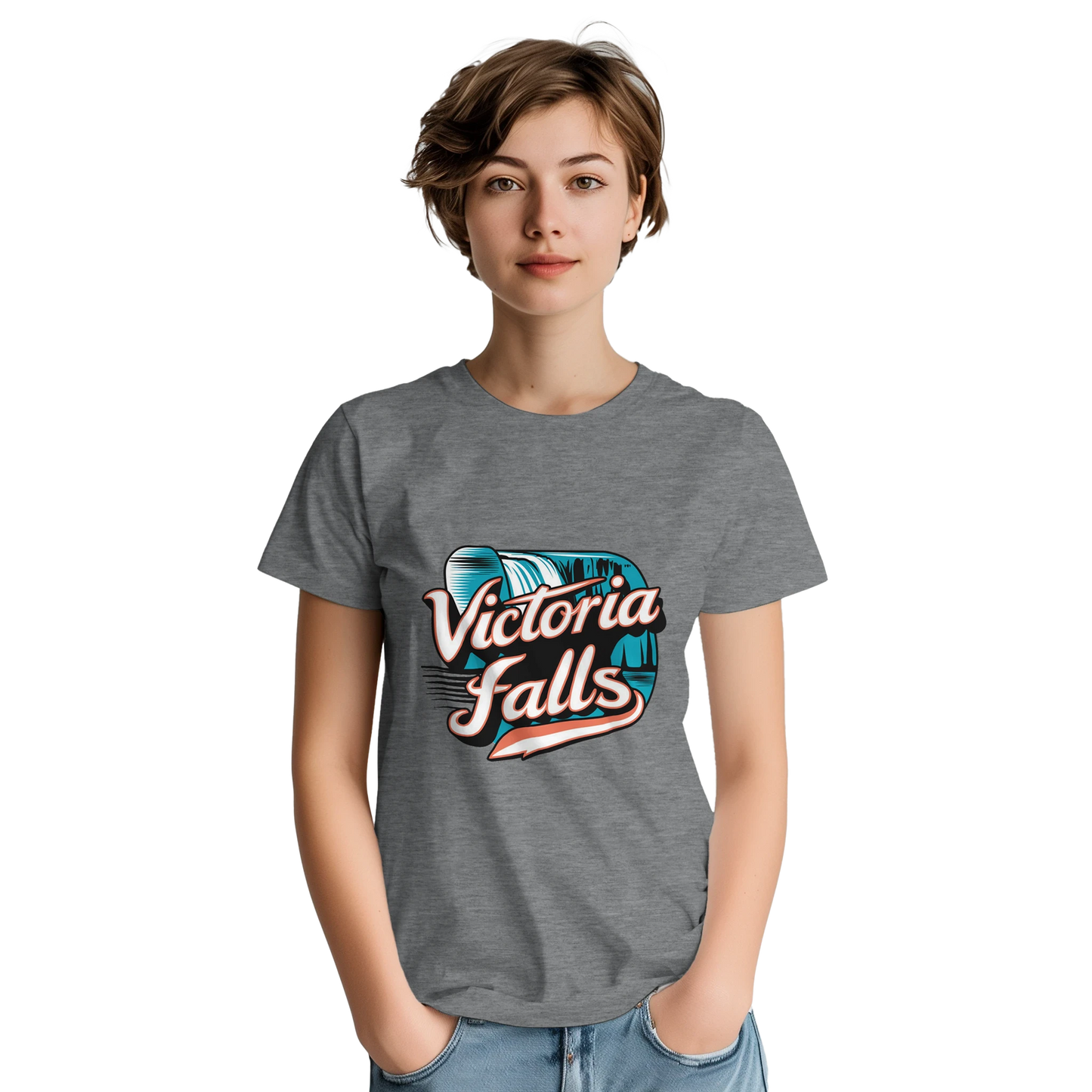 Victoria Falls Unisex Travel T-Shirt featuring a person