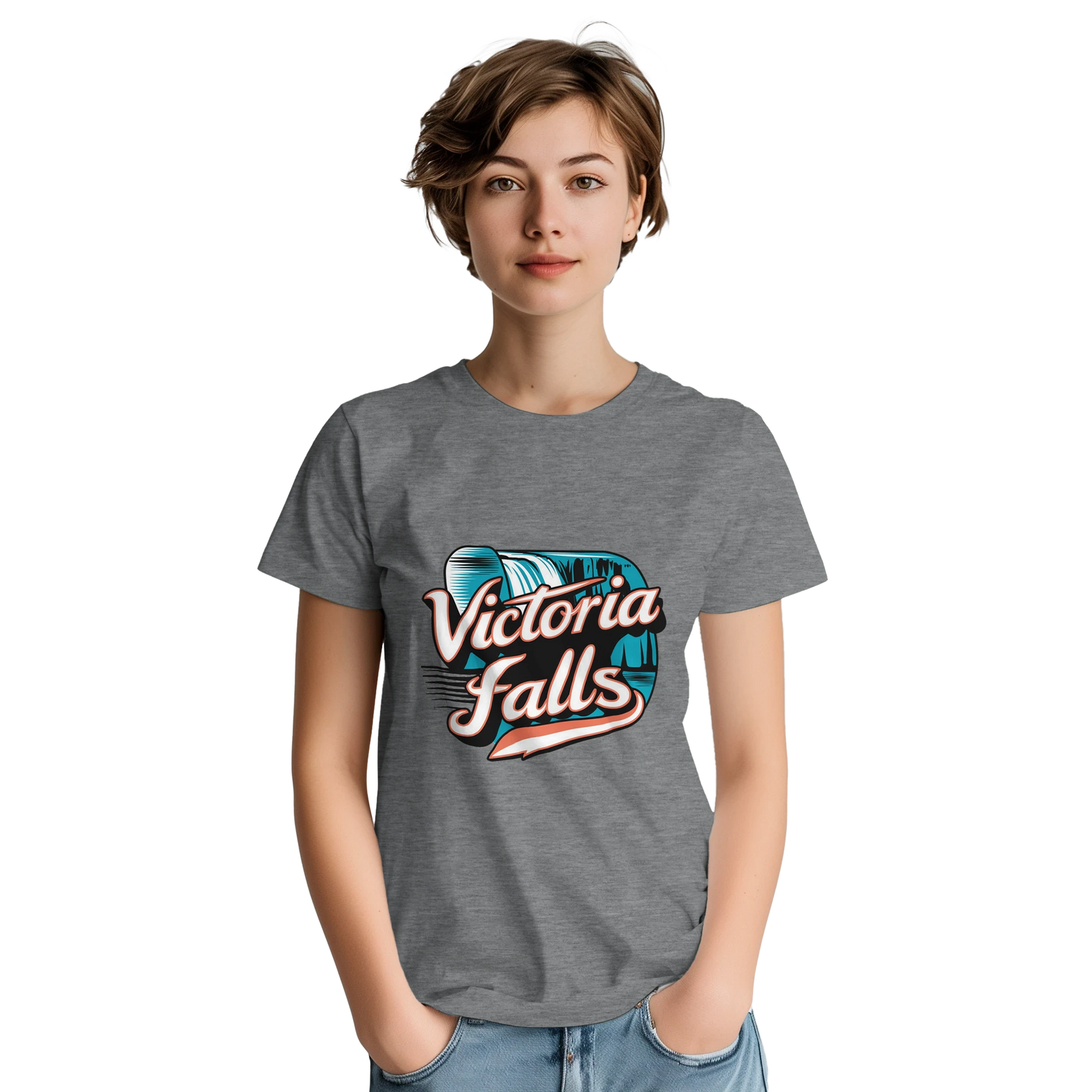 Victoria Falls Unisex Travel T-Shirt featuring a person