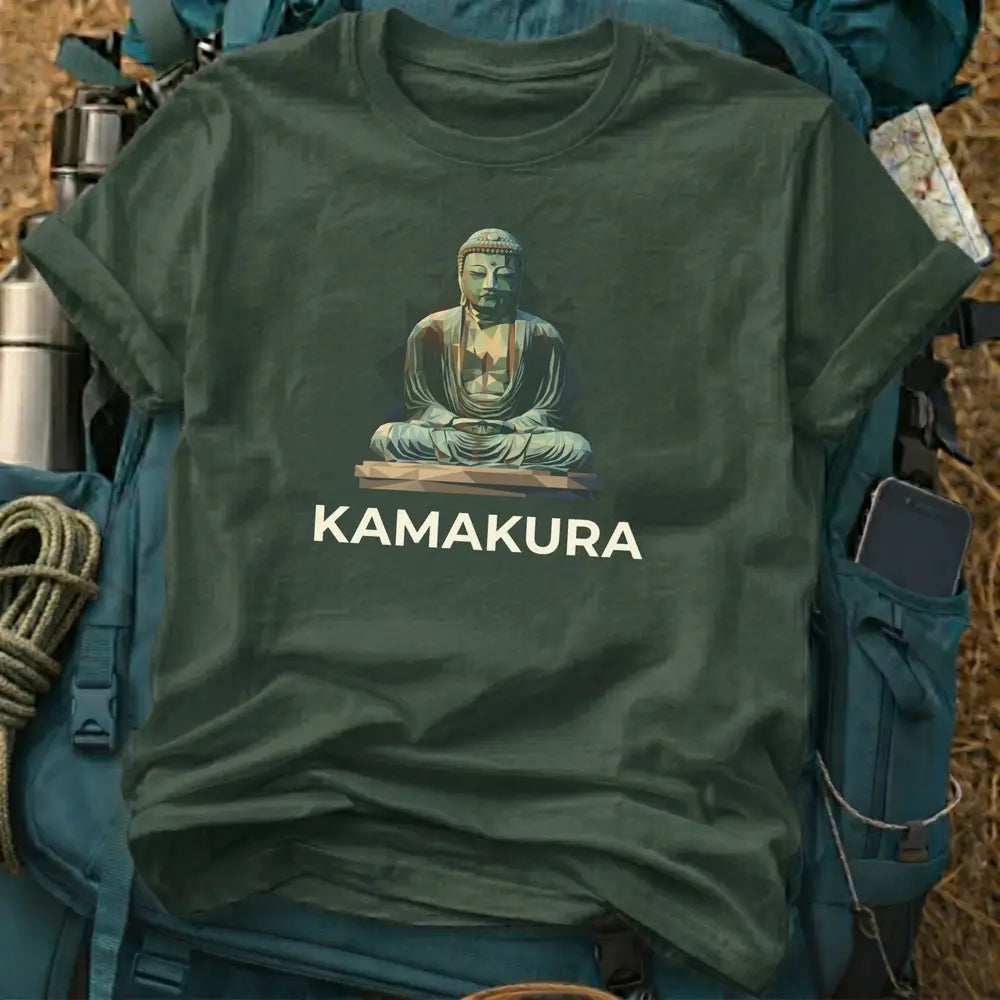 Kamakura Japan T-Shirt – Geometric Great Buddha Low-Poly Graphic Tee