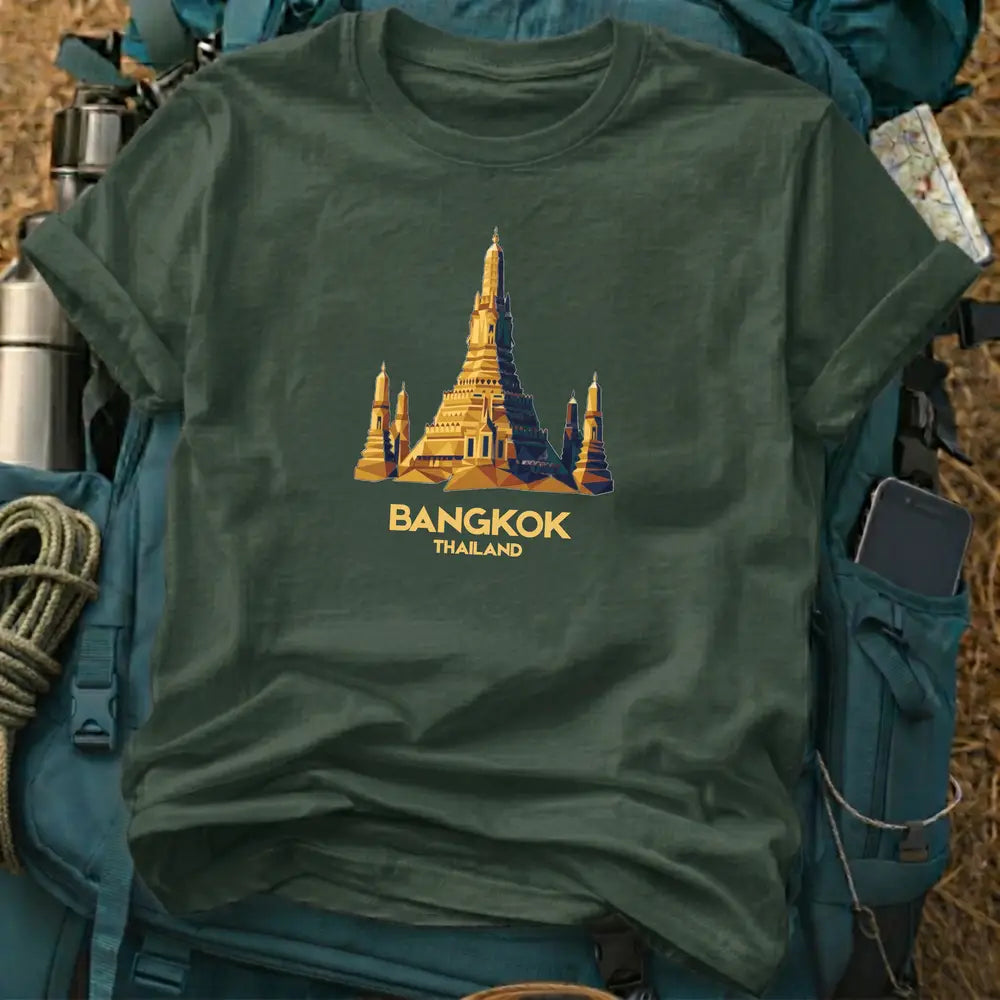 Bangkok Thailand Travel T-Shirt - Wat Arun Temple Heavyweight Cotton Tee