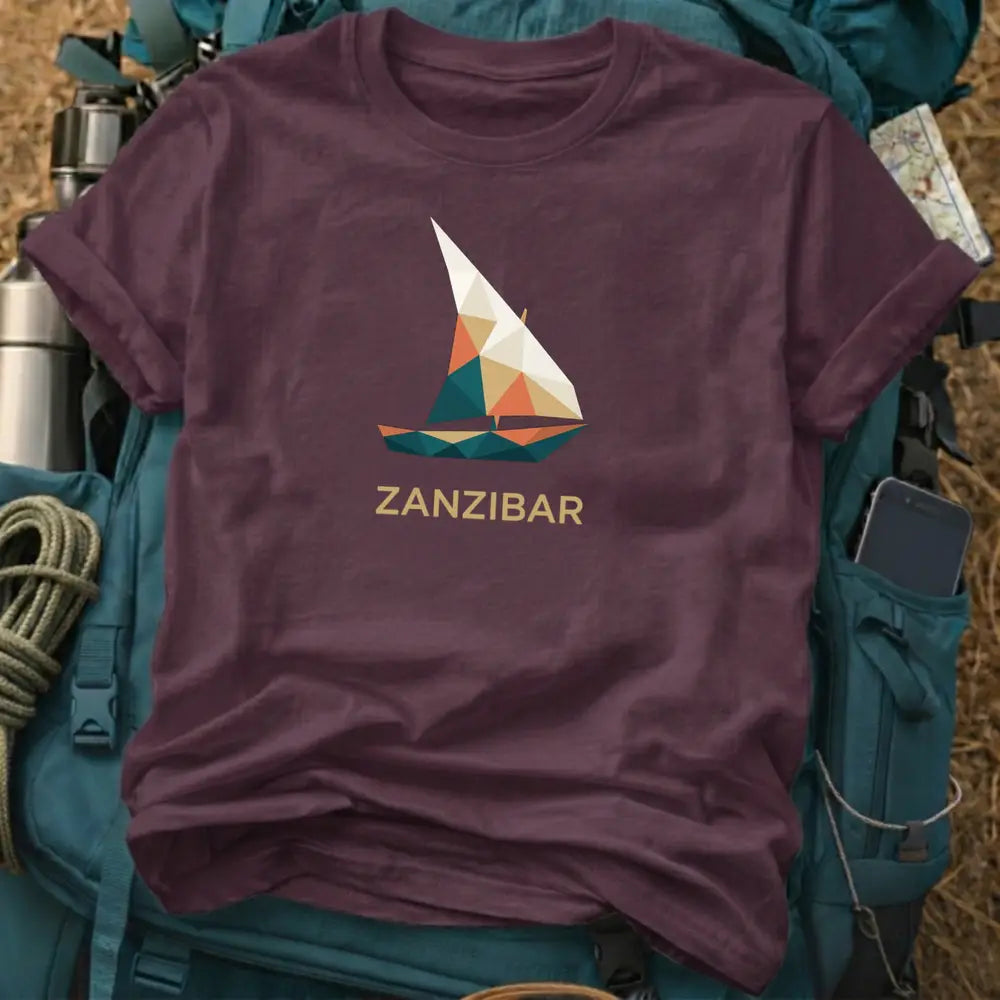 Zanzibar T-Shirt – Geometric Traditional Dhow Low-Poly Graphic Tee