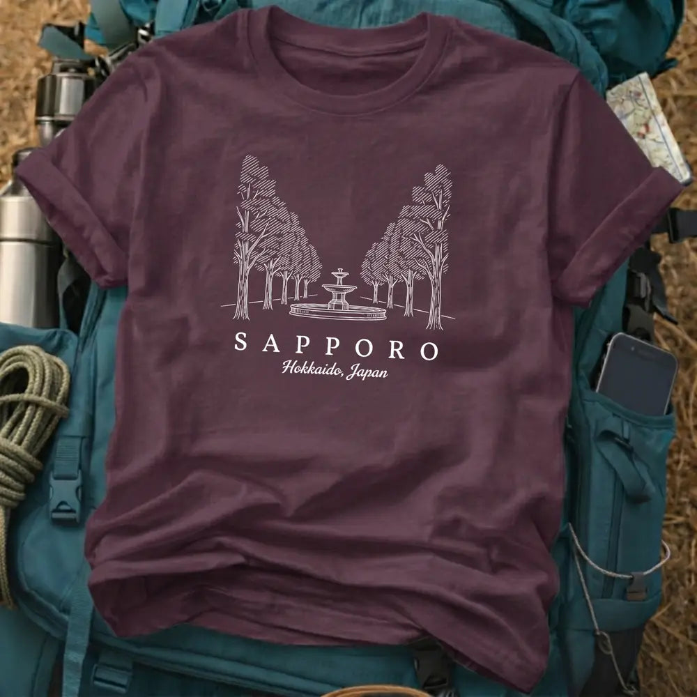 Sapporo Japan T-Shirt – Minimalist White Line Art Graphic Tee