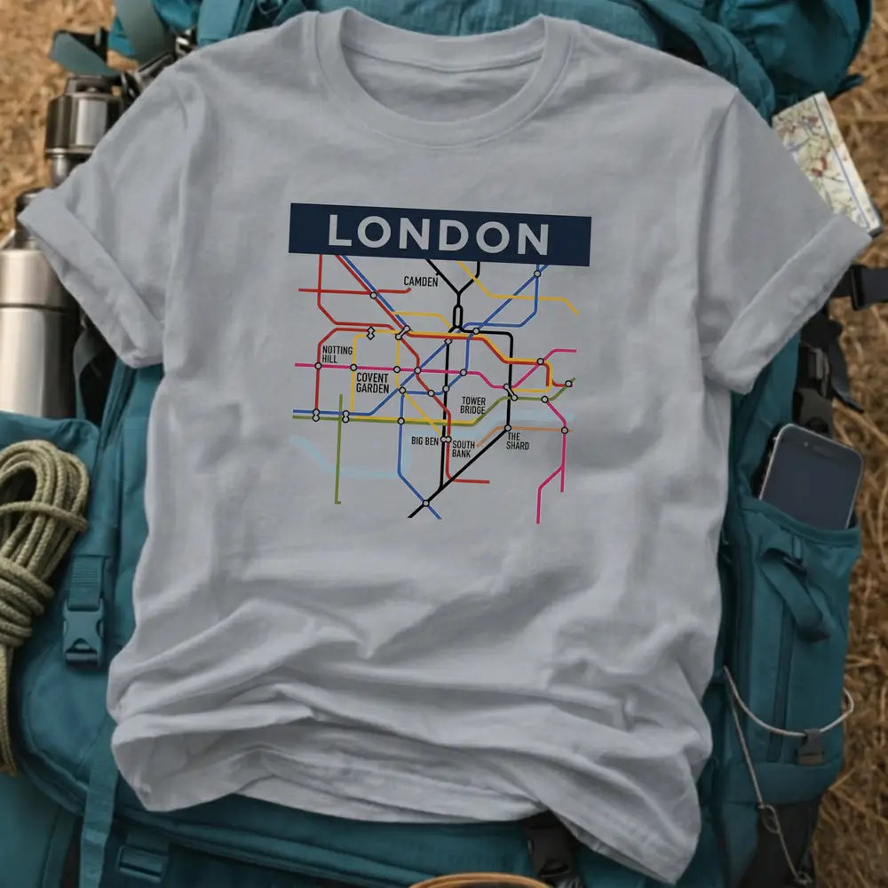 London United Kingdom T-Shirt – Minimalist Underground Transit Map Graphic Tee