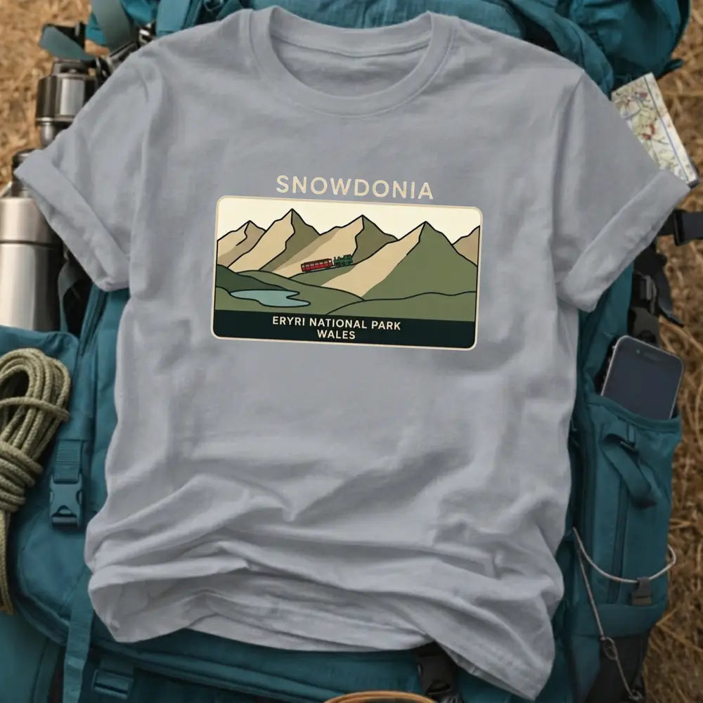 Snowdonia Wales T-Shirt – Eryri National Park Mountain Railway Graphic Tee