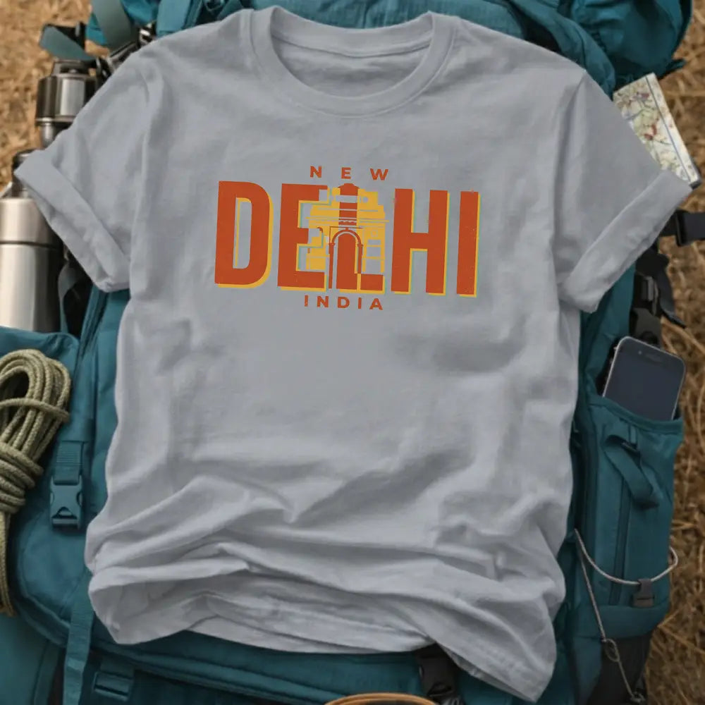New Delhi India T-Shirt – India Gate Architectural Graphic Tee